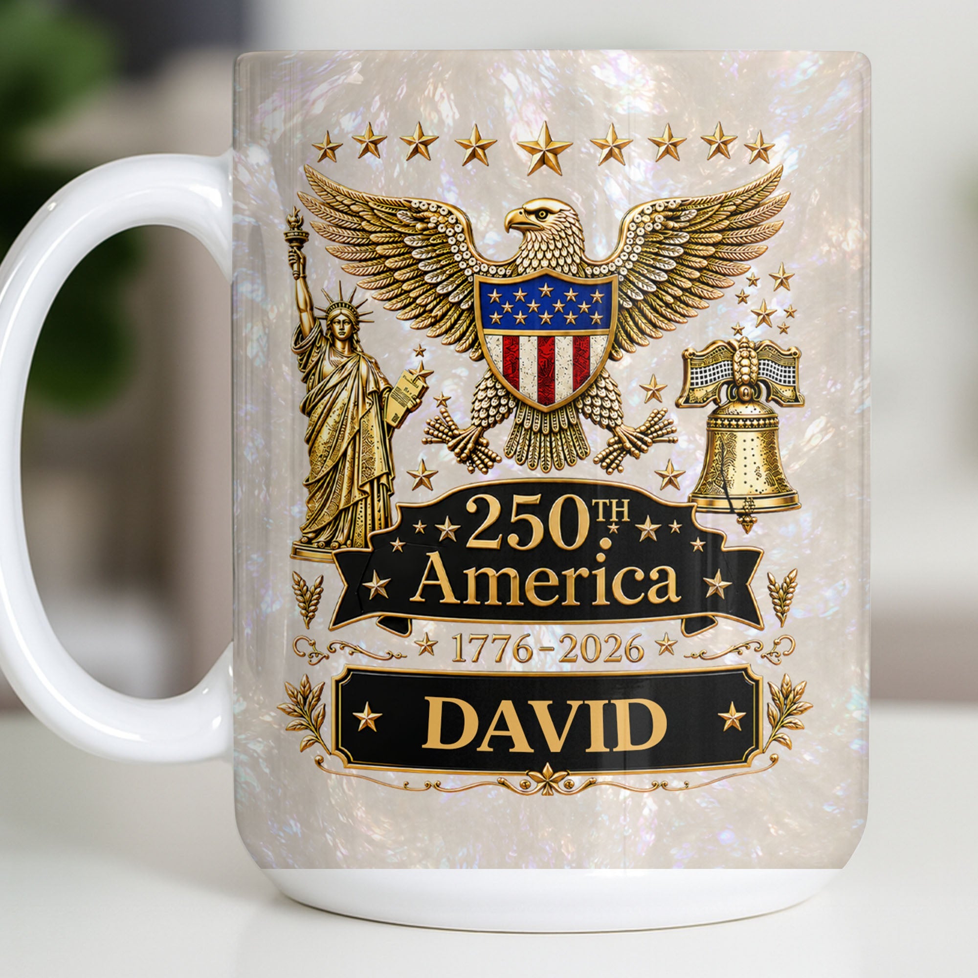 Personalized Independence Day Mug Custom Name Gift for Dad Edge-to-edge Mug GradoCreations