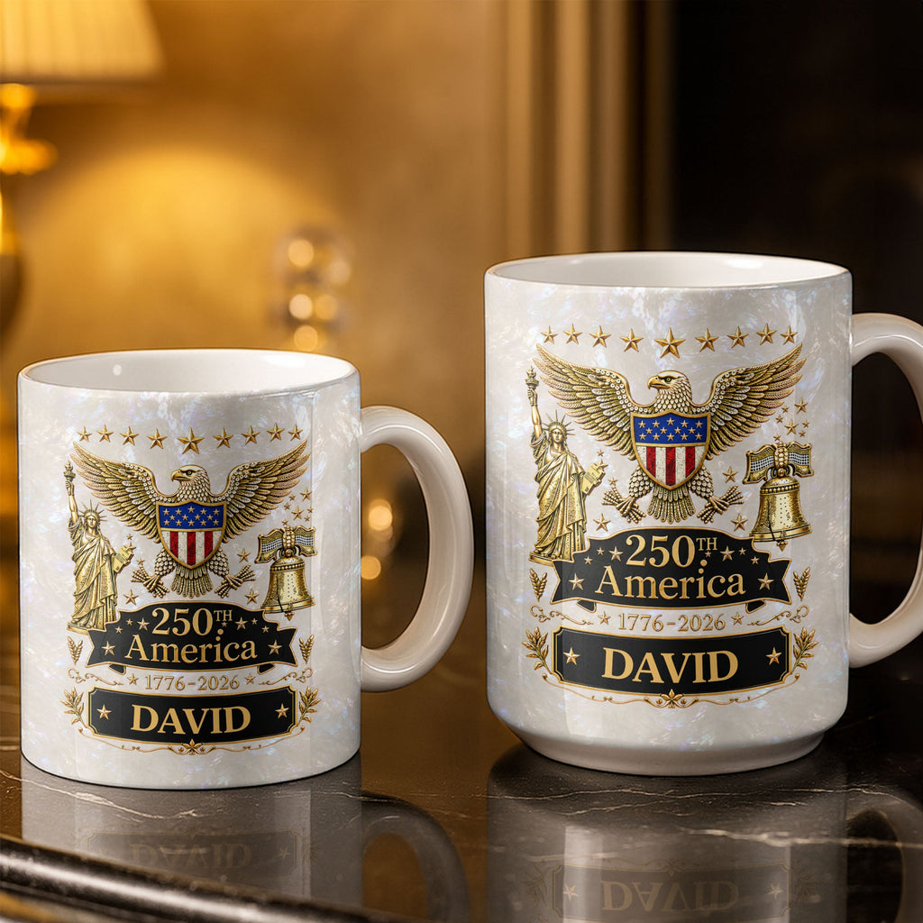 Personalized Independence Day Mug Custom Name Gift for Dad Edge-to-edge Mug GradoCreations