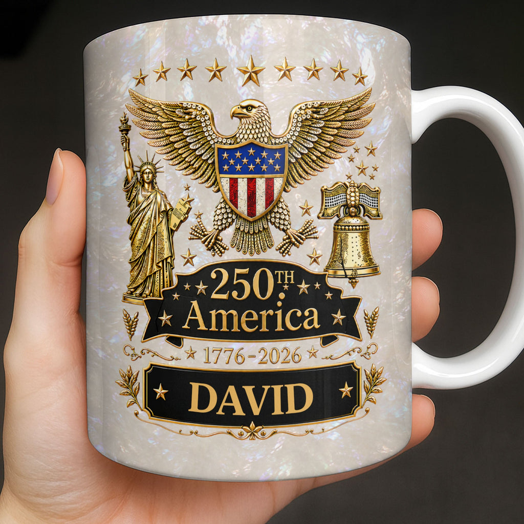 Personalized Independence Day Mug Custom Name Gift for Dad Edge-to-edge Mug GradoCreations