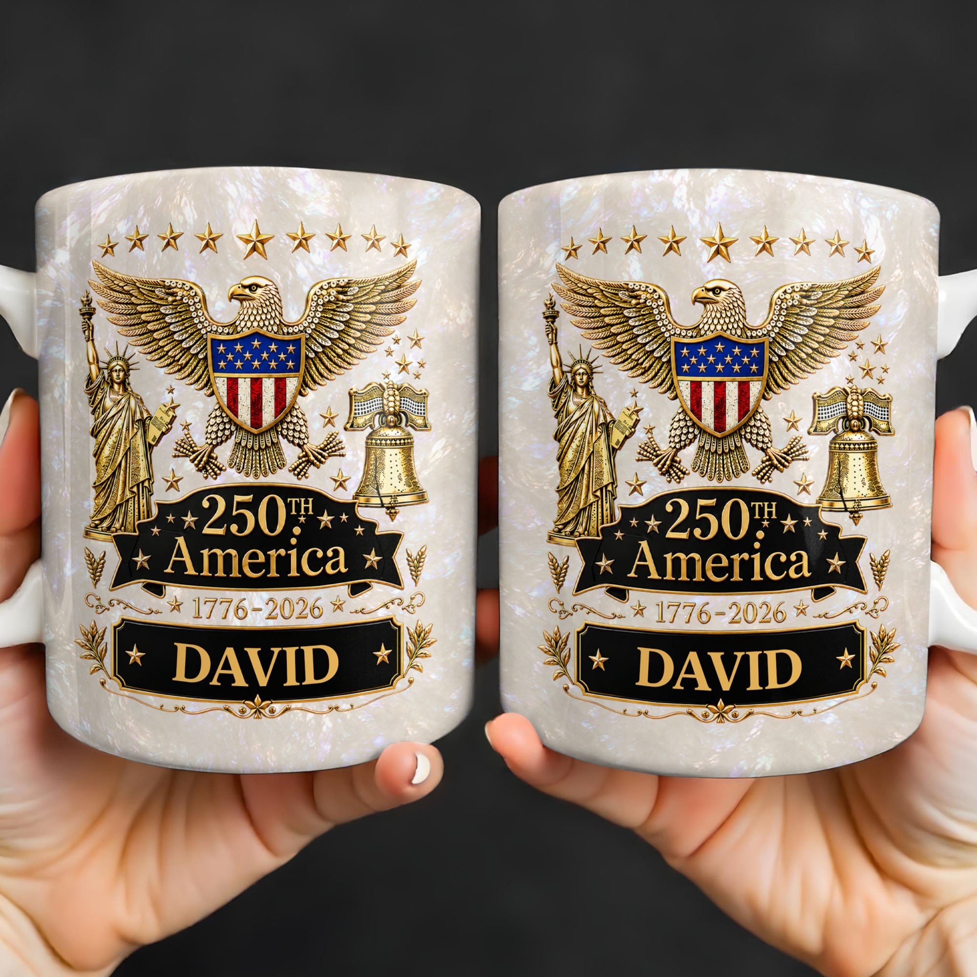 Personalized Independence Day Mug Custom Name Gift for Dad Edge-to-edge Mug GradoCreations
