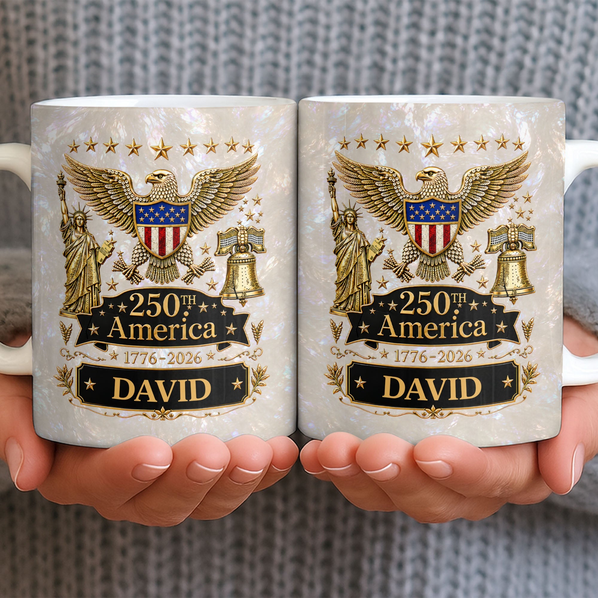 Personalized Independence Day Mug Custom Name Gift for Dad Edge-to-edge Mug GradoCreations