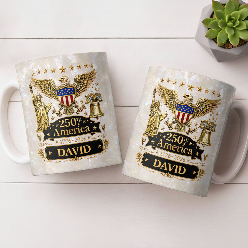 Personalized Independence Day Mug Custom Name Gift for Dad Edge-to-edge Mug GradoCreations