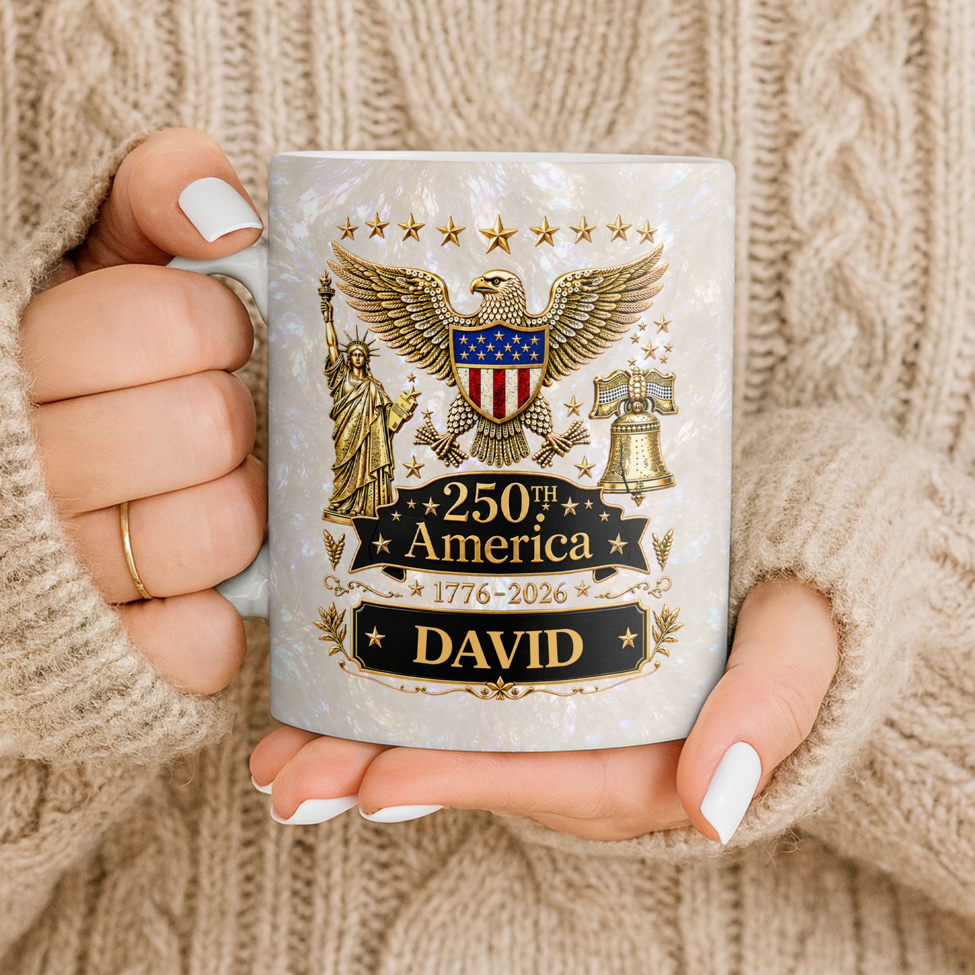 Personalized Independence Day Mug Custom Name Gift for Dad Edge-to-edge Mug GradoCreations