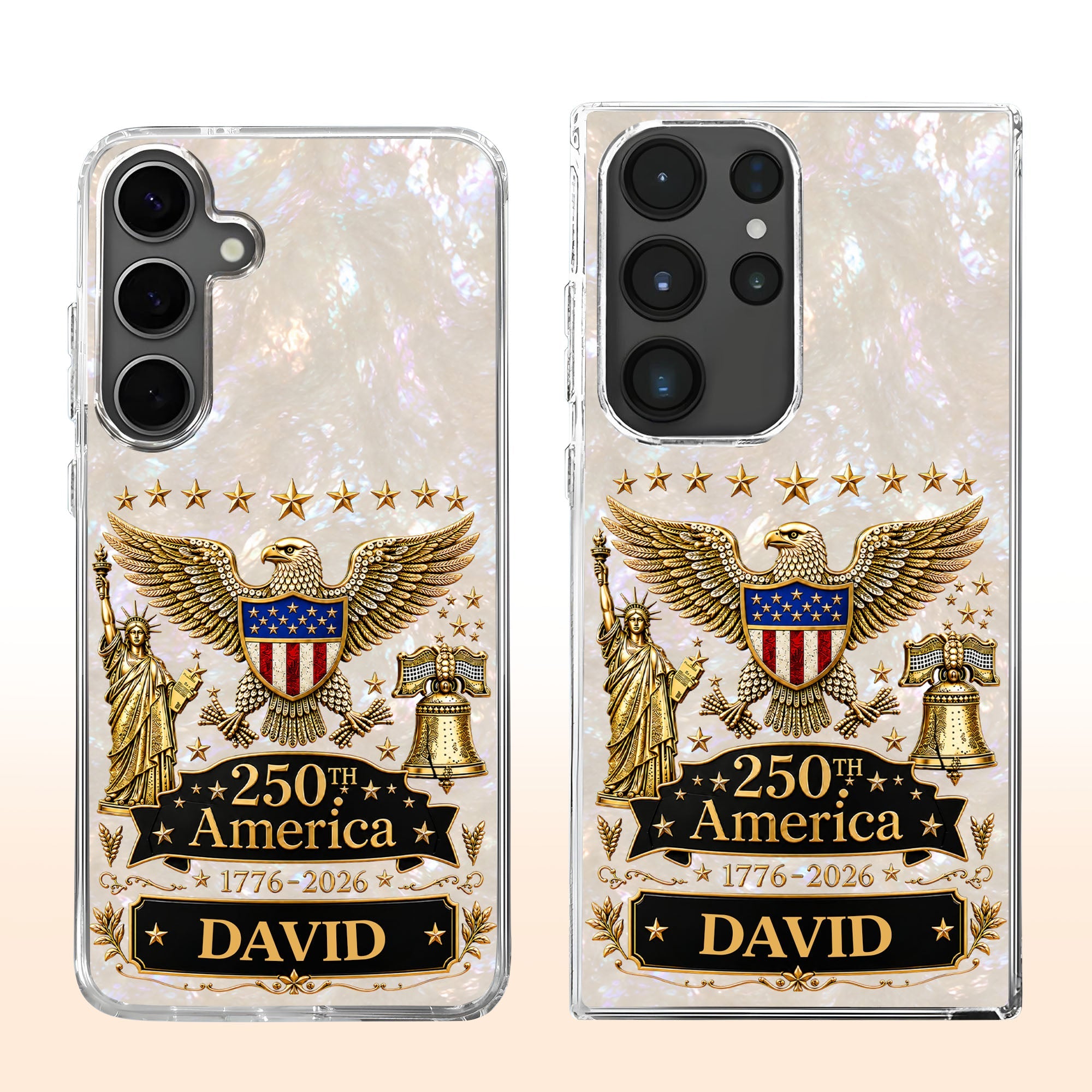 Personalized Clear Phone Case Eagle Statue Liberty Bell Gift for Dad Clear Phone Case GradoCreations