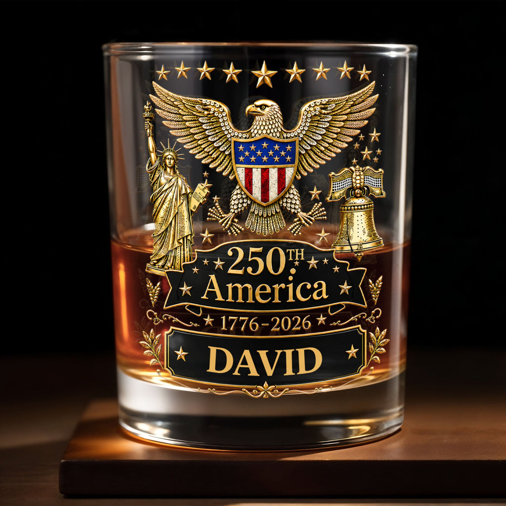 Personalized Custom Whiskey Glass with Patriotic Eagle Design for Dad – Ideal Father's Day Gift Whiskey Glass GradoCreations