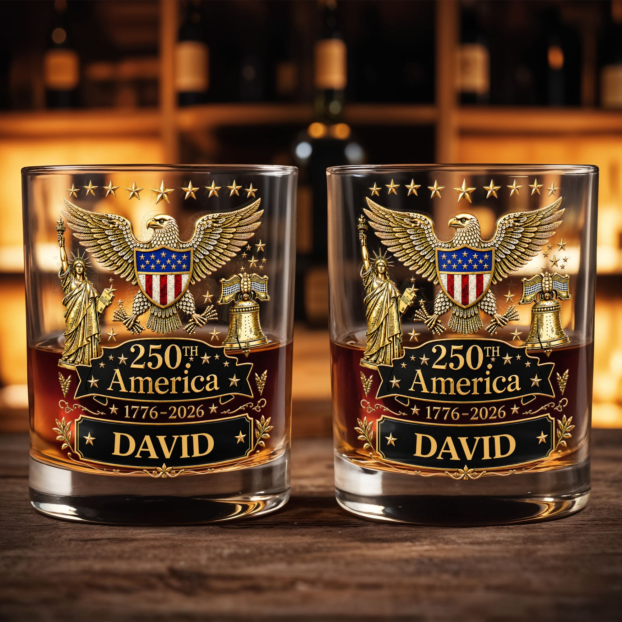 Personalized Custom Whiskey Glass with Patriotic Eagle Design for Dad – Ideal Father's Day Gift