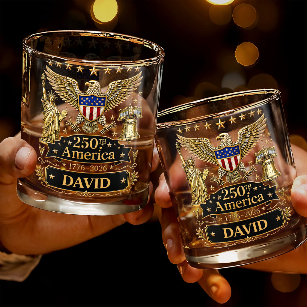 Personalized Custom Whiskey Glass with Patriotic Eagle Design for Dad – Ideal Father's Day Gift Whiskey Glass GradoCreations