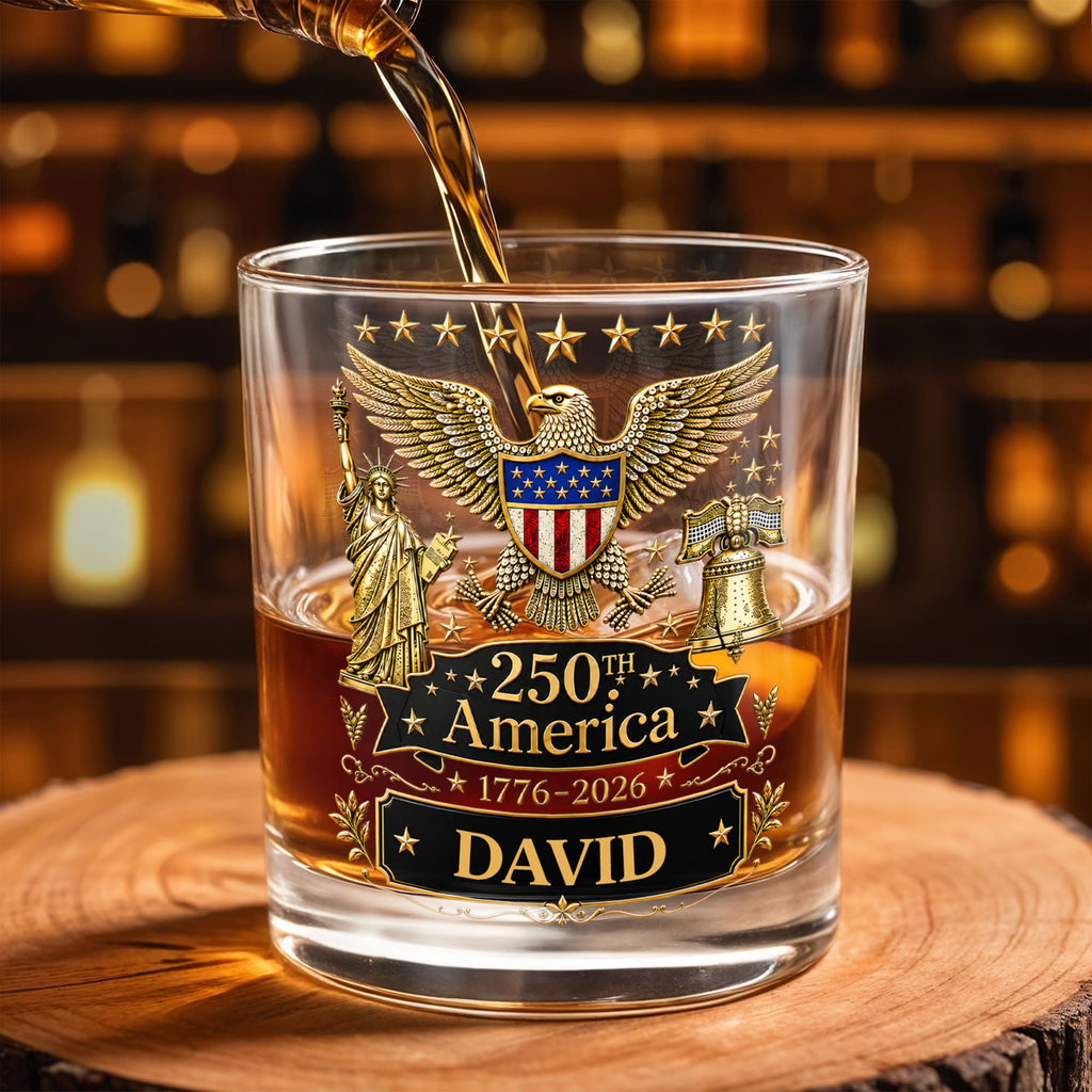 Personalized Custom Whiskey Glass with Patriotic Eagle Design for Dad – Ideal Father's Day Gift Whiskey Glass GradoCreations