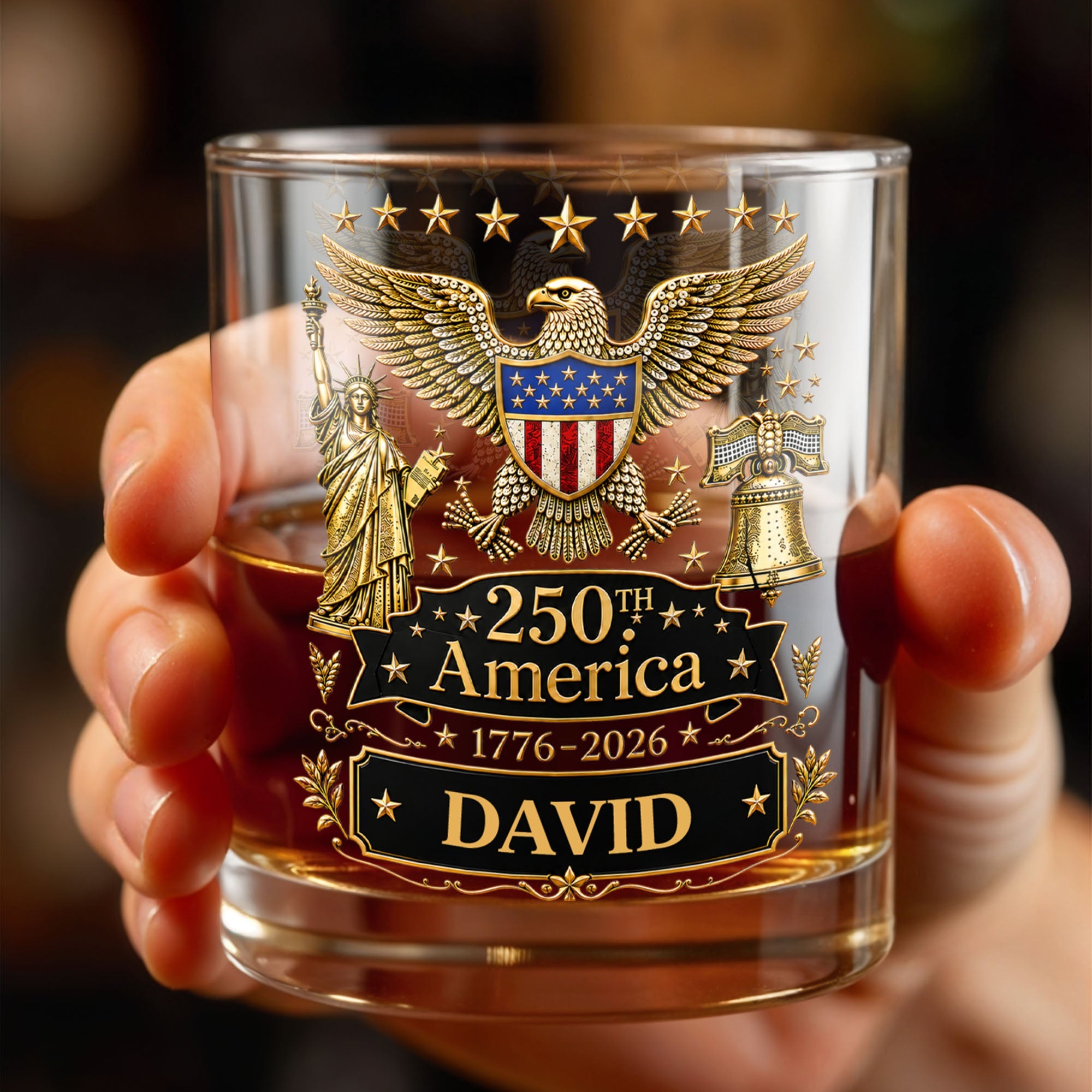 Personalized Custom Whiskey Glass with Patriotic Eagle Design for Dad – Ideal Father's Day Gift Whiskey Glass GradoCreations