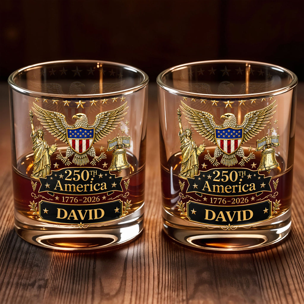 Personalized Custom Whiskey Glass with Patriotic Eagle Design for Dad – Ideal Father's Day Gift Whiskey Glass GradoCreations