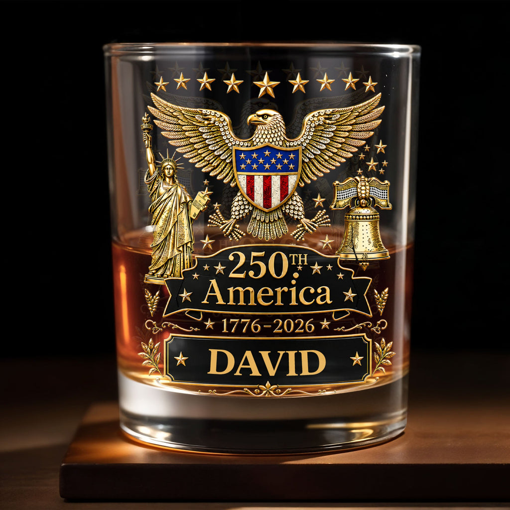 Personalized Custom Whiskey Glass with Patriotic Eagle Design for Dad – Ideal Father's Day Gift Whiskey Glass GradoCreations