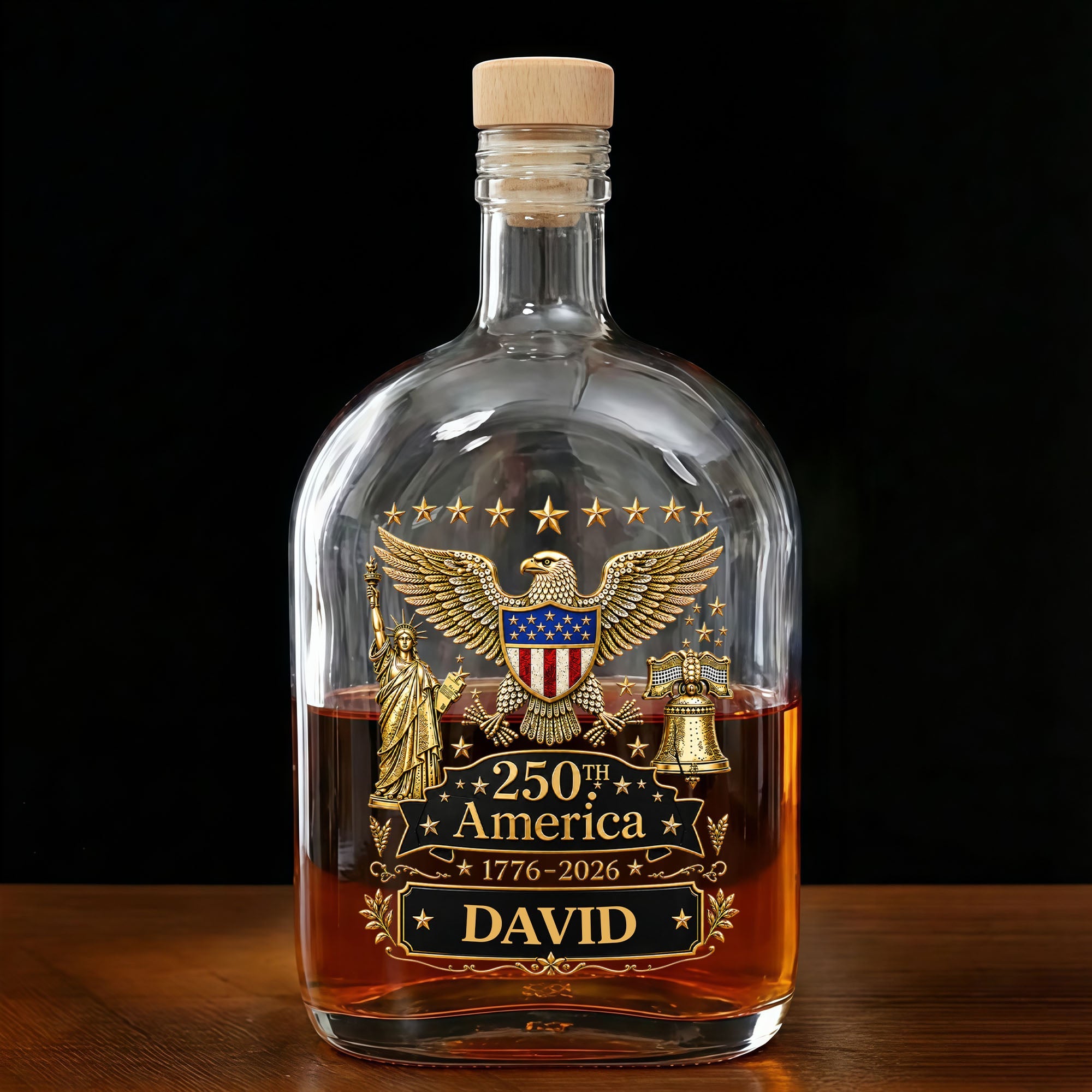 Personalized Whiskey Bottle Custom Name Eagle Liberty Bell Gift for Dad Whiskey Bottle GradoCreations