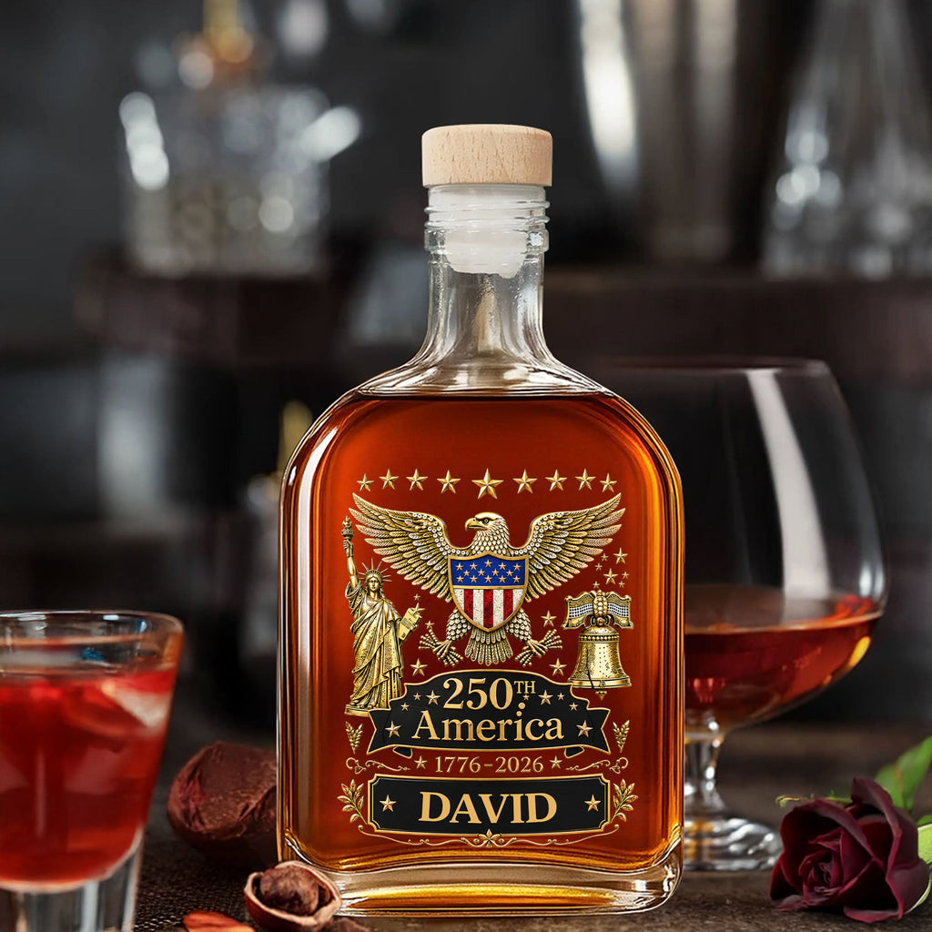 Personalized Whiskey Bottle Custom Name Eagle Liberty Bell Gift for Dad Whiskey Bottle GradoCreations