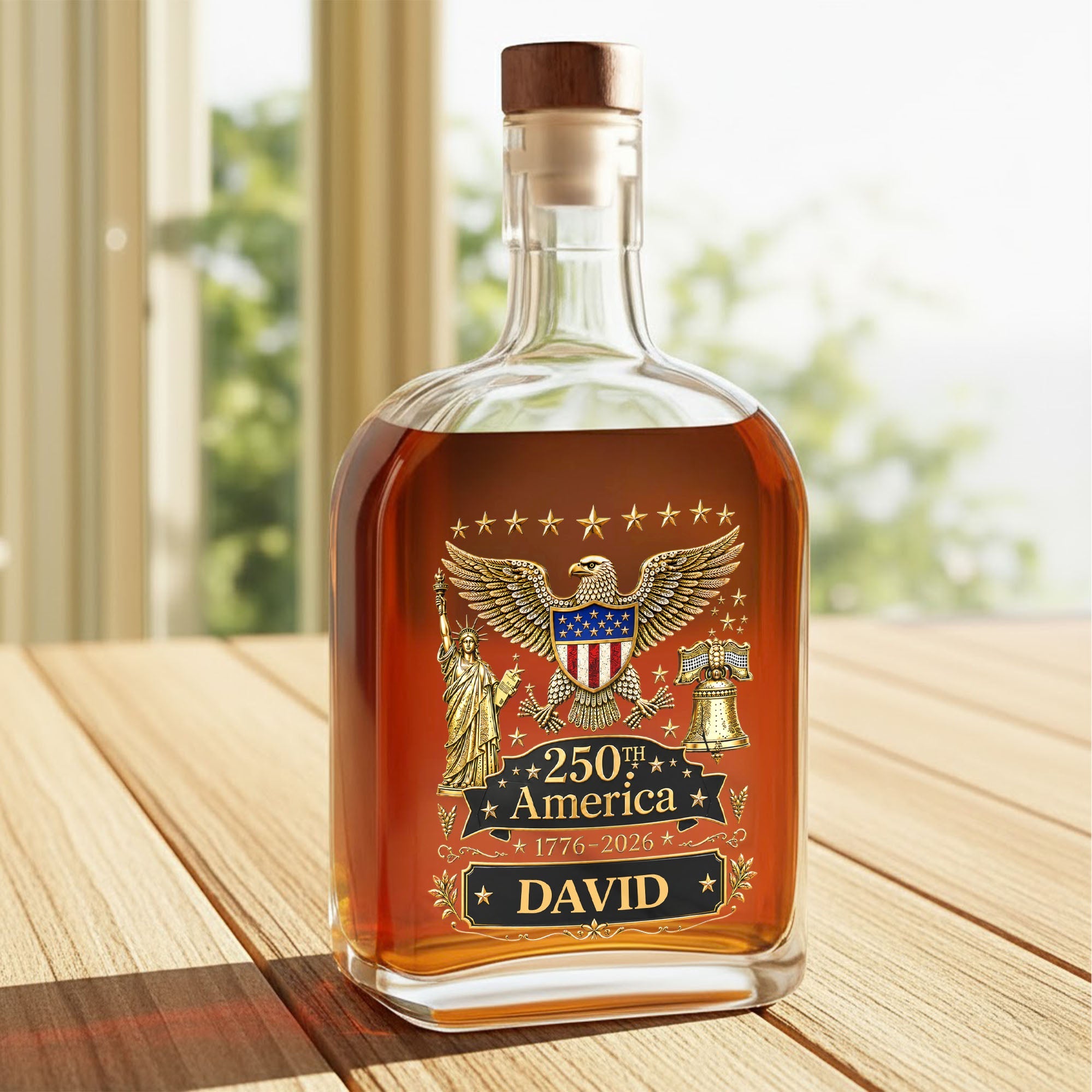Personalized Whiskey Bottle Custom Name Eagle Liberty Bell Gift for Dad Whiskey Bottle GradoCreations