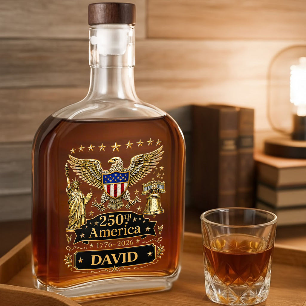 Personalized Whiskey Bottle Custom Name Eagle Liberty Bell Gift for Dad Whiskey Bottle GradoCreations