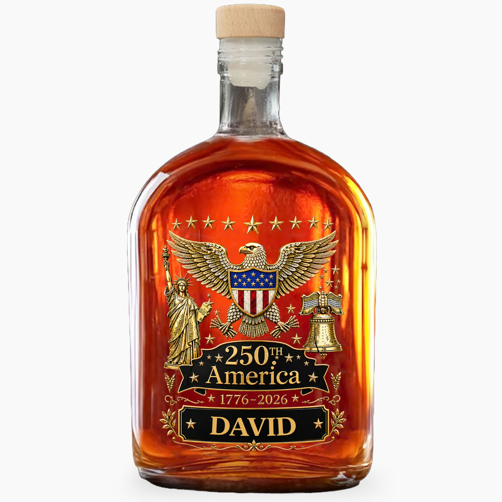 Personalized Whiskey Bottle Custom Name Eagle Liberty Bell Gift for Dad Whiskey Bottle GradoCreations