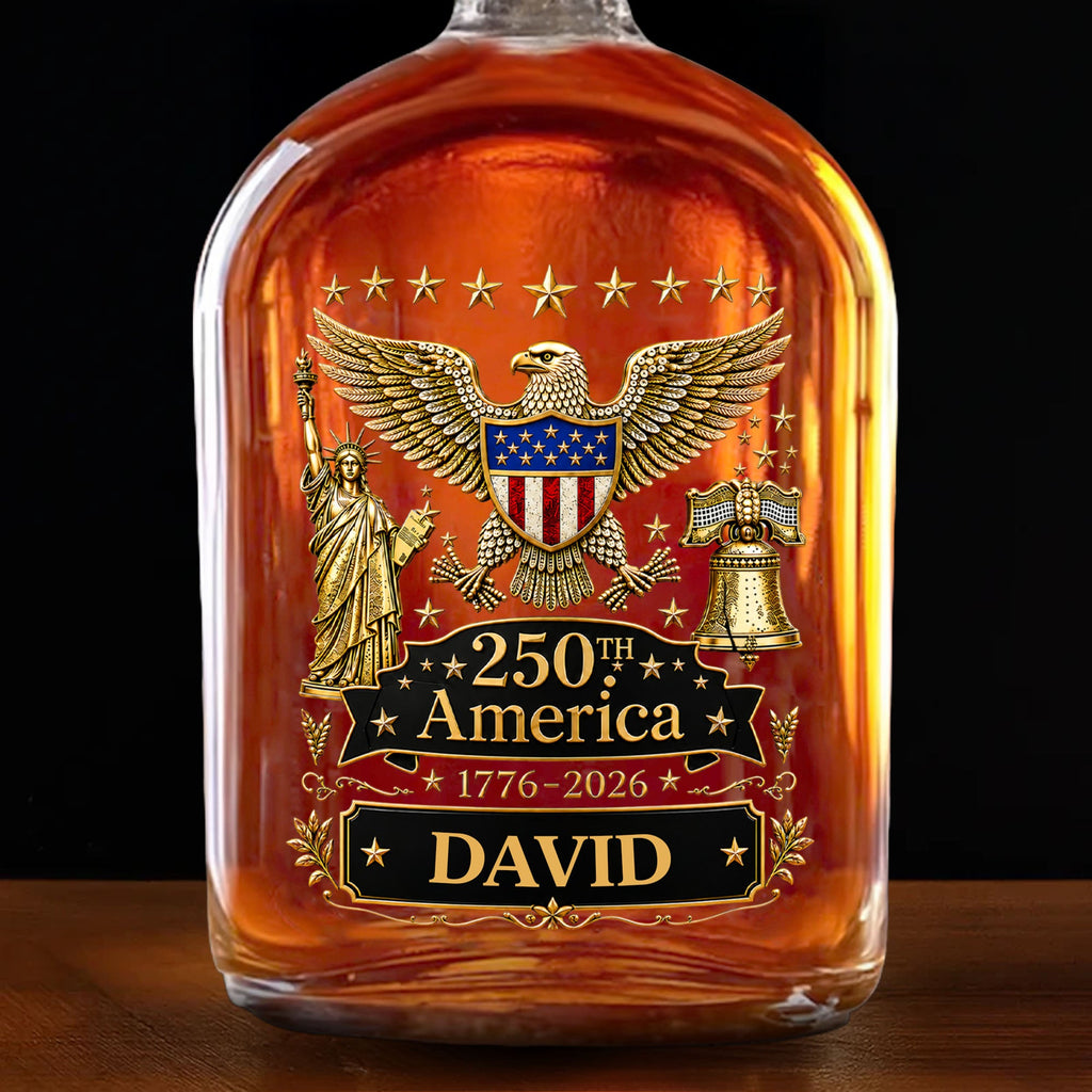 Personalized Whiskey Bottle Custom Name Eagle Liberty Bell Gift for Dad Whiskey Bottle GradoCreations