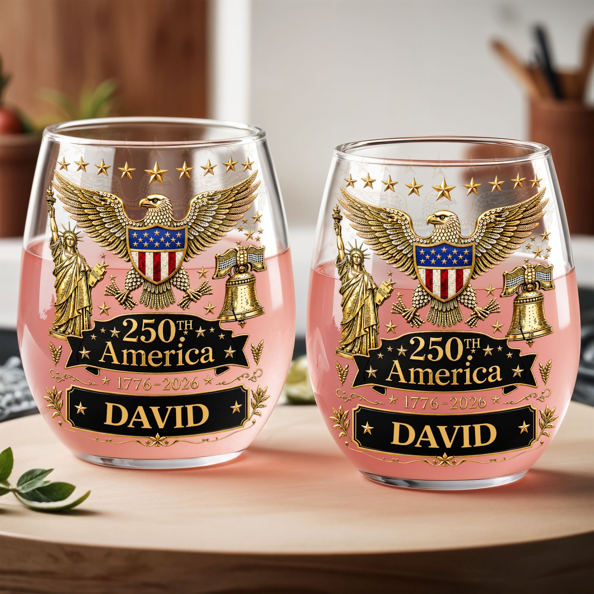Personalized Stemless Wine Glass 250th Anniversary Gift Idea Wine Glasses GradoCreations