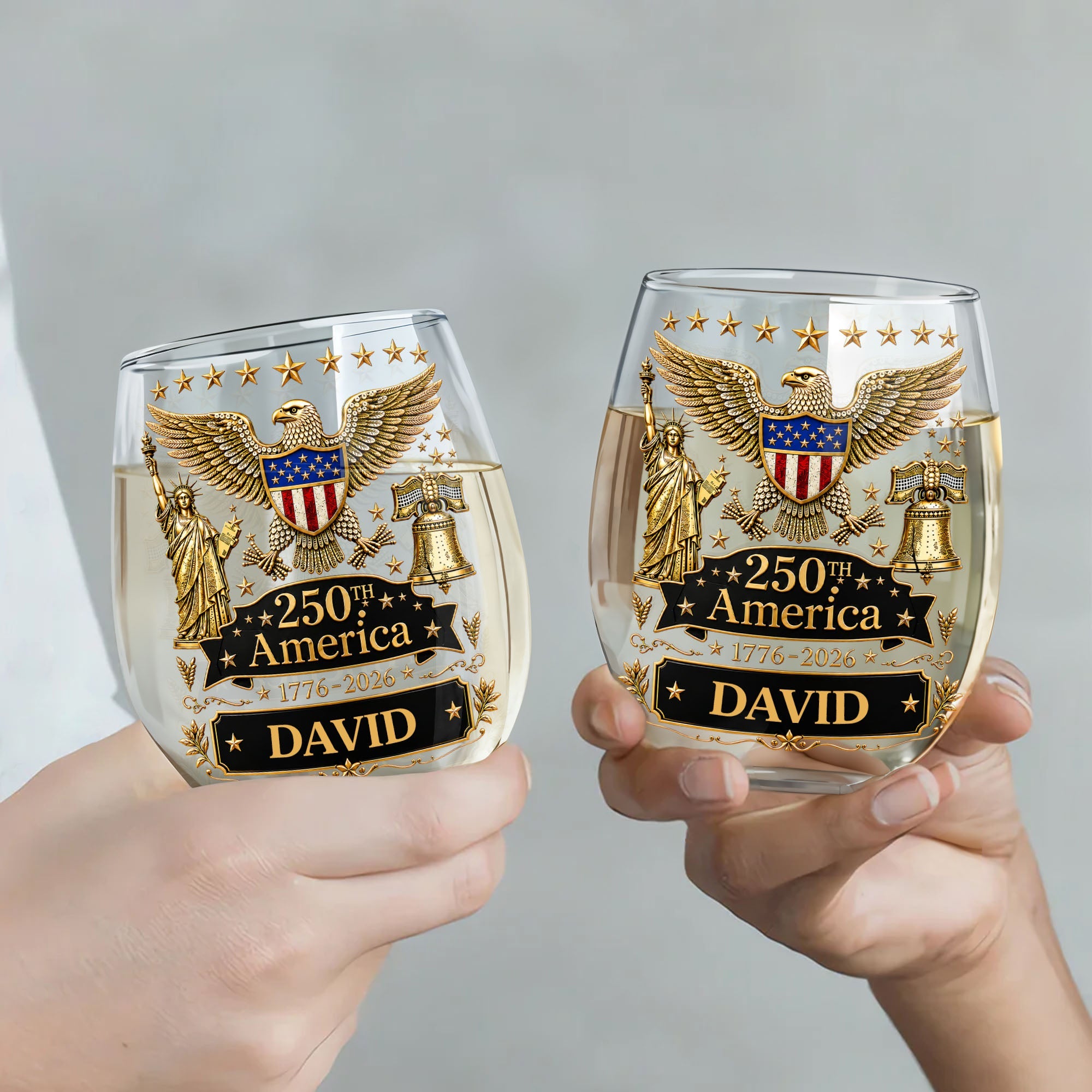 Personalized Stemless Wine Glass 250th Anniversary Gift Idea Wine Glasses GradoCreations