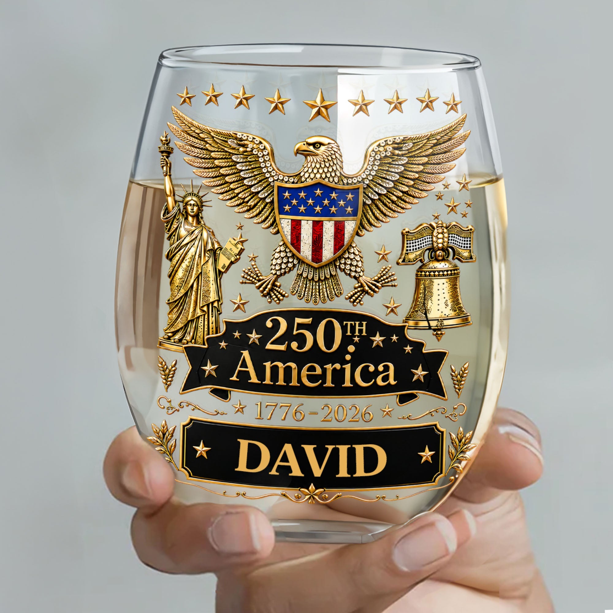 Personalized Stemless Wine Glass 250th Anniversary Gift Idea Wine Glasses GradoCreations