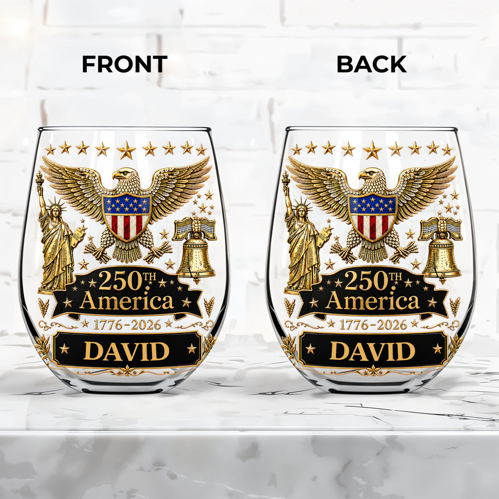 Personalized Stemless Wine Glass 250th Anniversary Gift Idea Wine Glasses GradoCreations