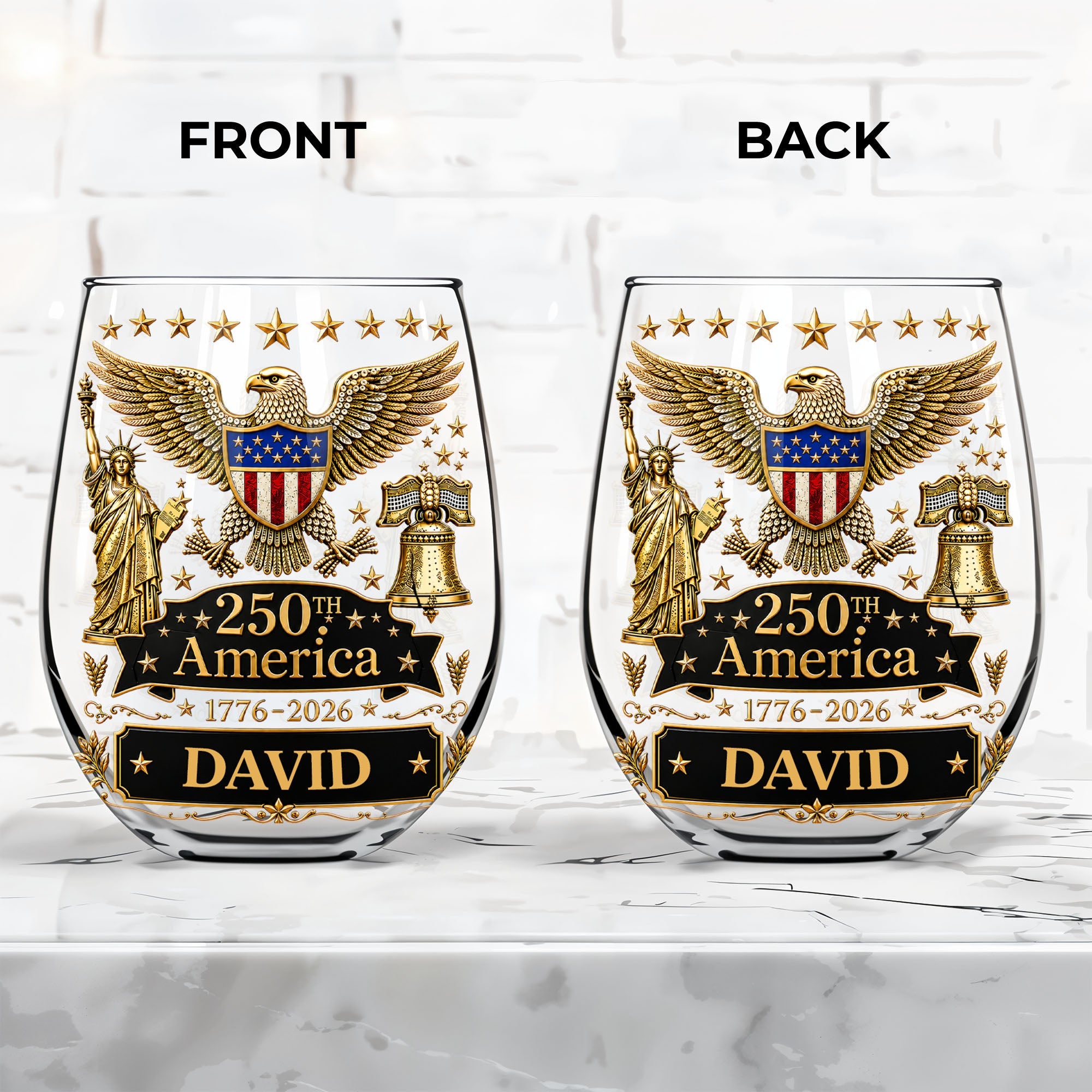 Personalized Stemless Wine Glass 250th Anniversary Gift Idea Wine Glasses GradoCreations