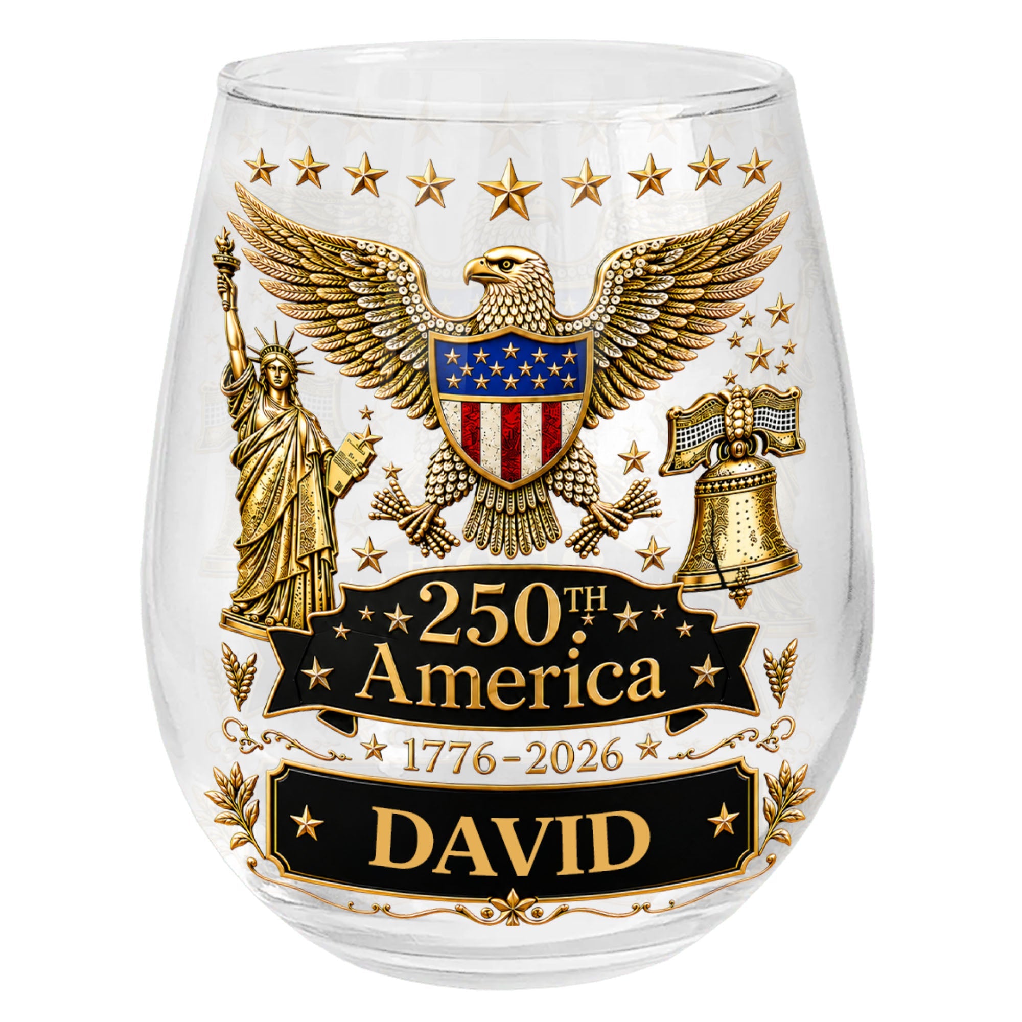 Personalized Stemless Wine Glass 250th Anniversary Gift Idea Wine Glasses GradoCreations