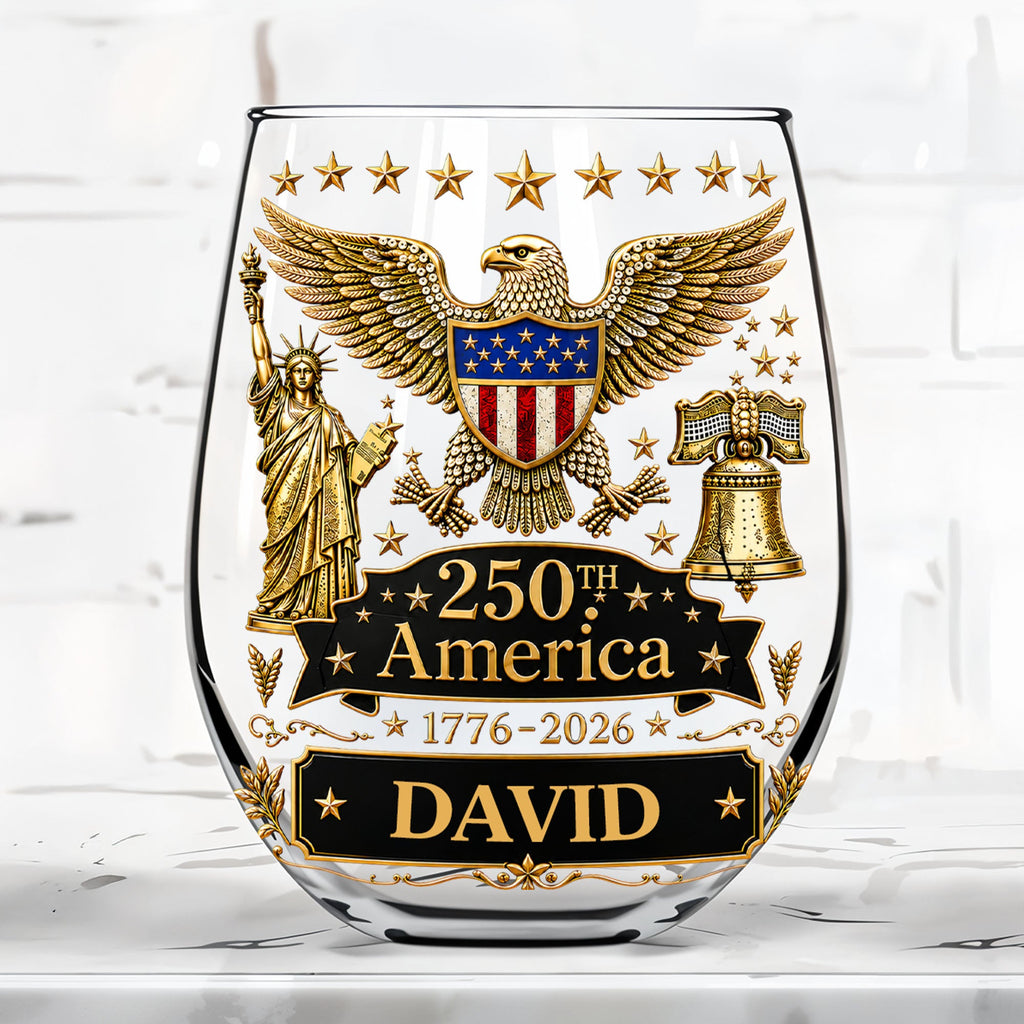 Personalized Stemless Wine Glass 250th Anniversary Gift Idea Wine Glasses GradoCreations