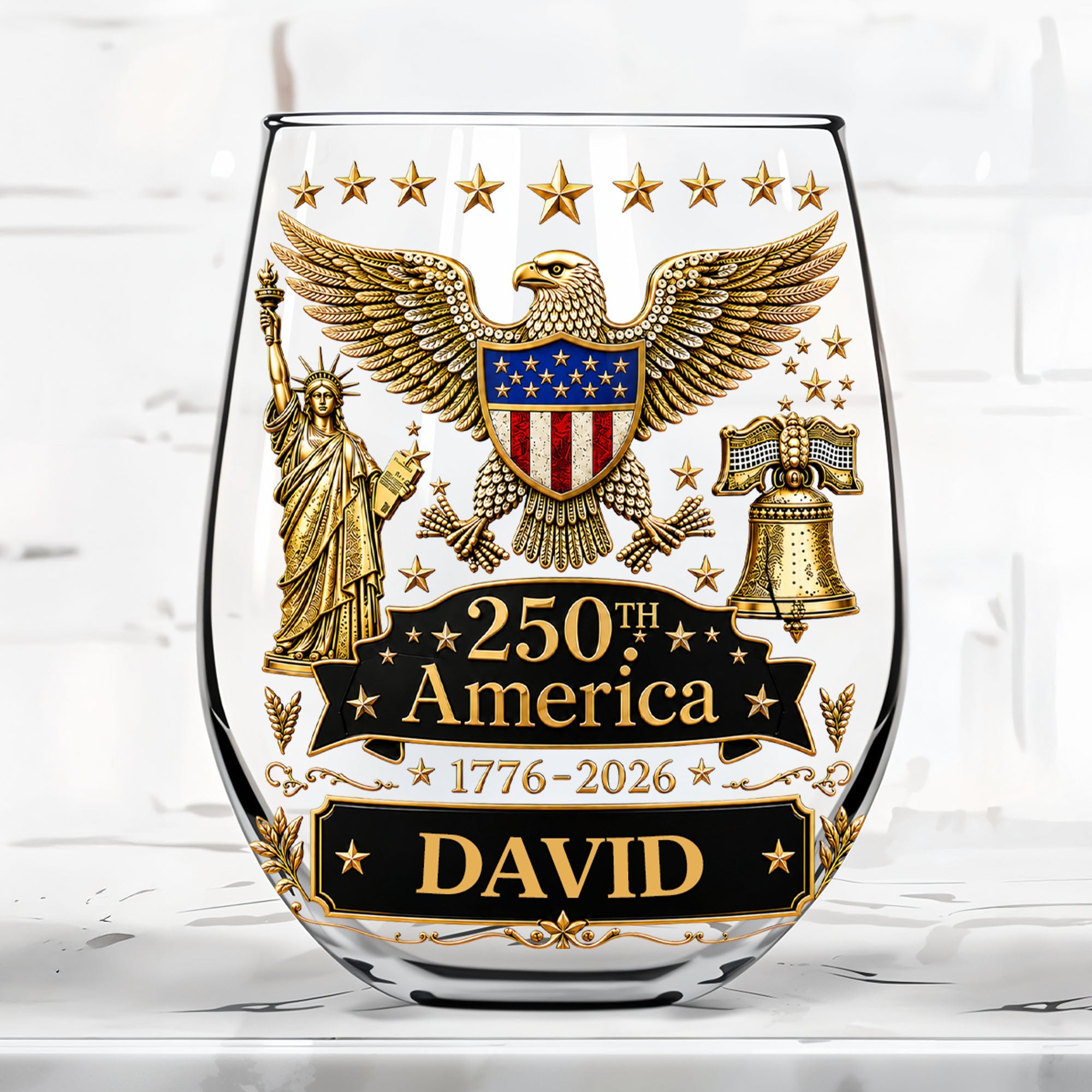Personalized Stemless Wine Glass 250th Anniversary Gift Idea Wine Glasses GradoCreations