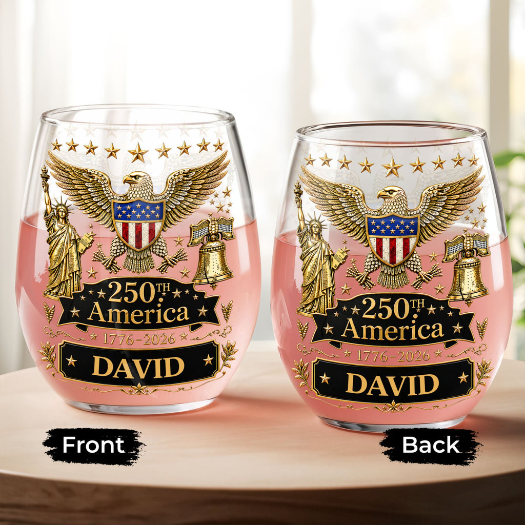 Personalized Stemless Wine Glass 250th Anniversary Gift Idea Wine Glasses GradoCreations