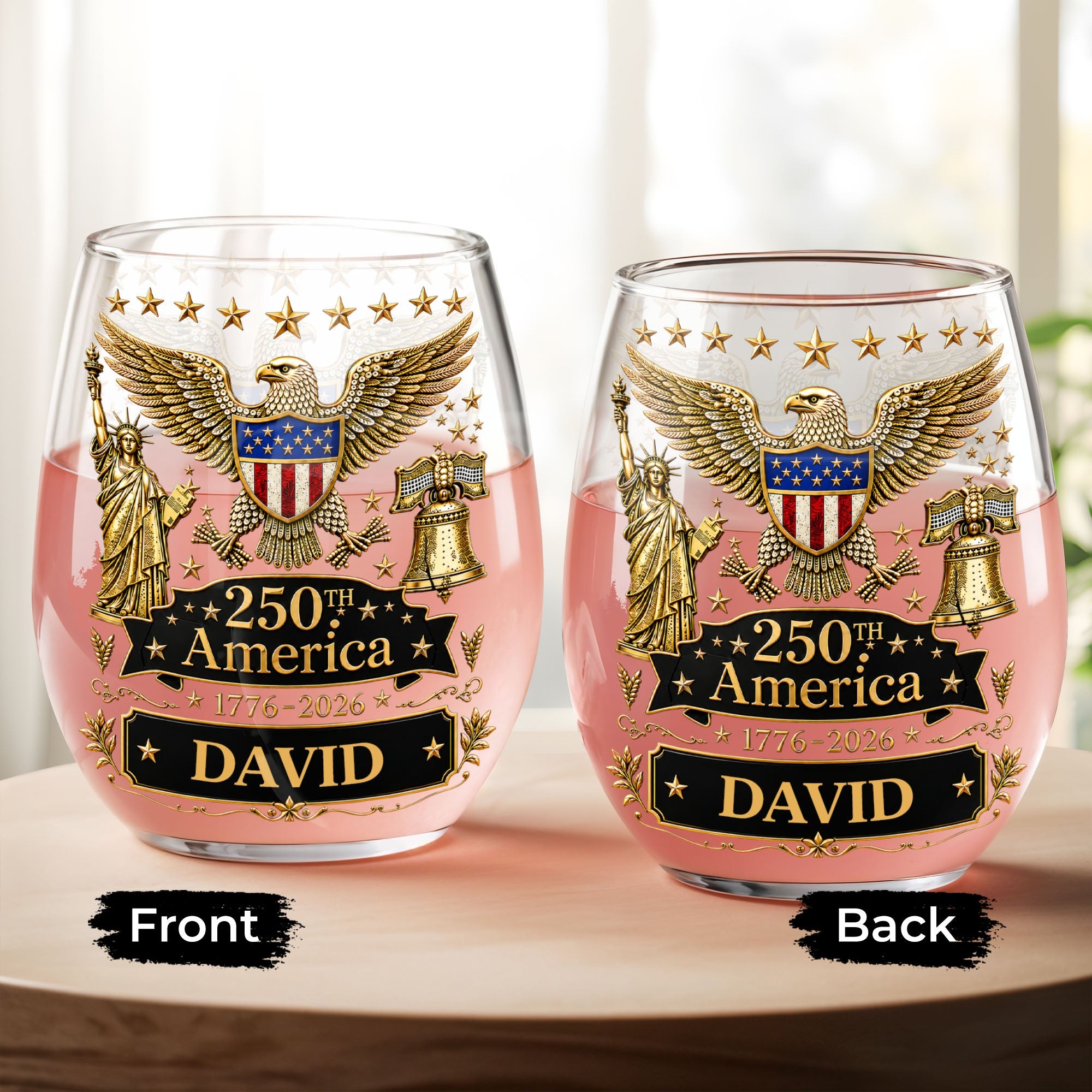 Personalized Stemless Wine Glass 250th Anniversary Gift Idea Wine Glasses GradoCreations