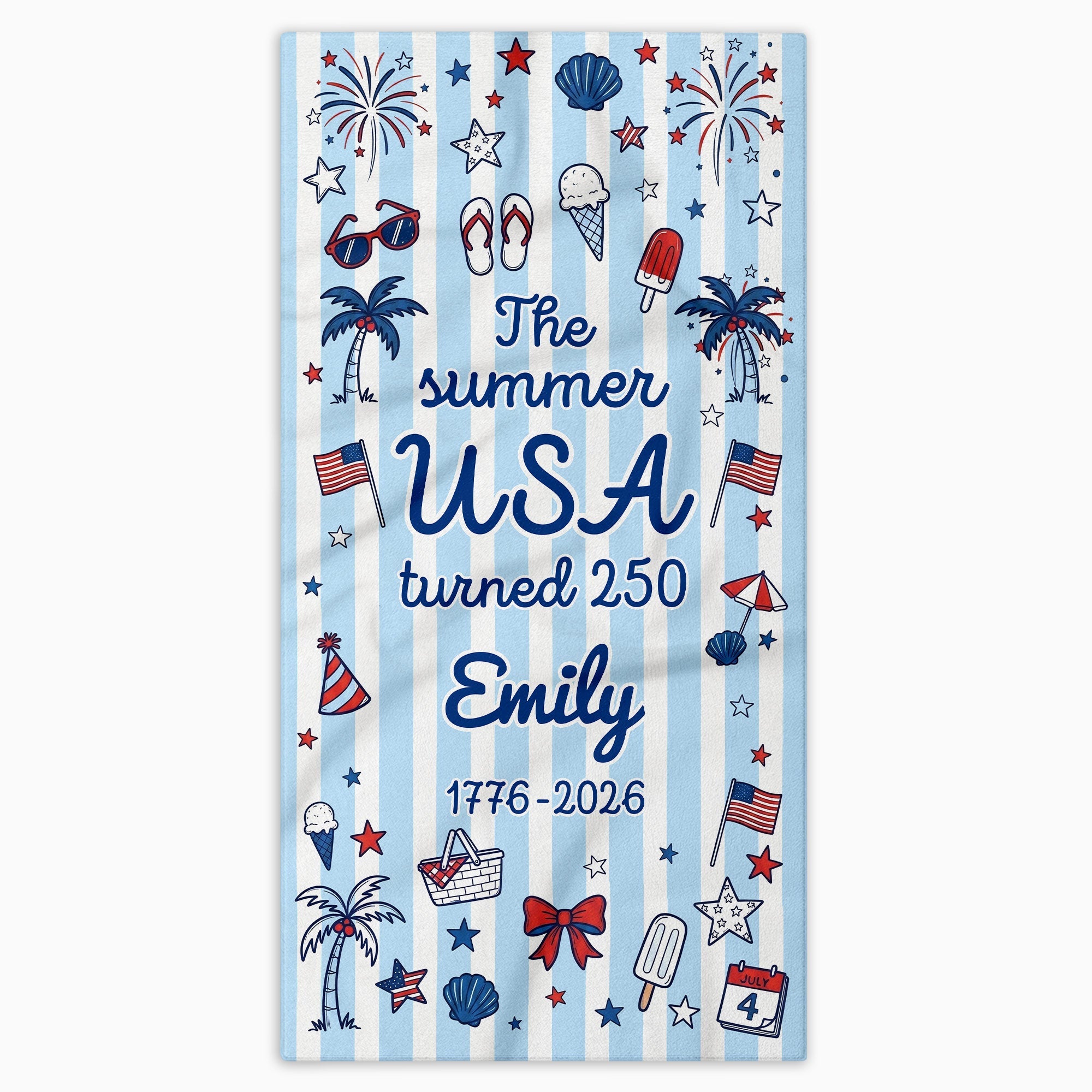 Personalized USA Flag Microfiber Beach Towel Gift for Family Beach Towels GradoCreations