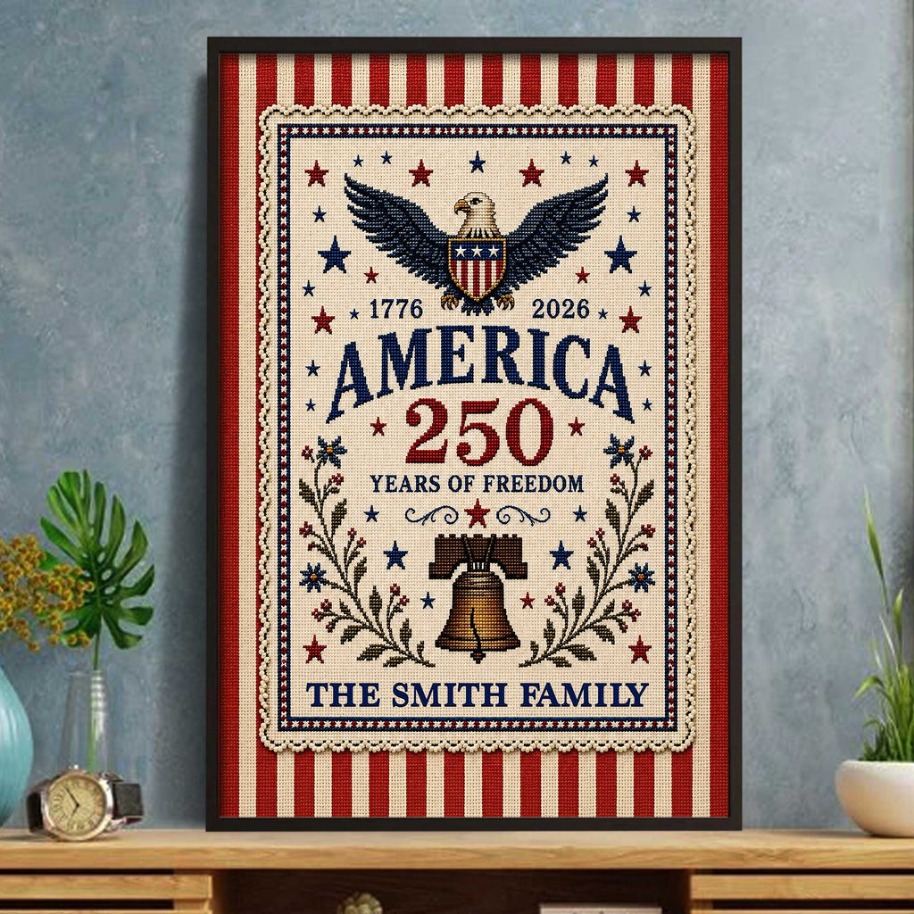 Personalized Vertical Poster America Freedom Family Custom Photo Gift Poster GradoCreations