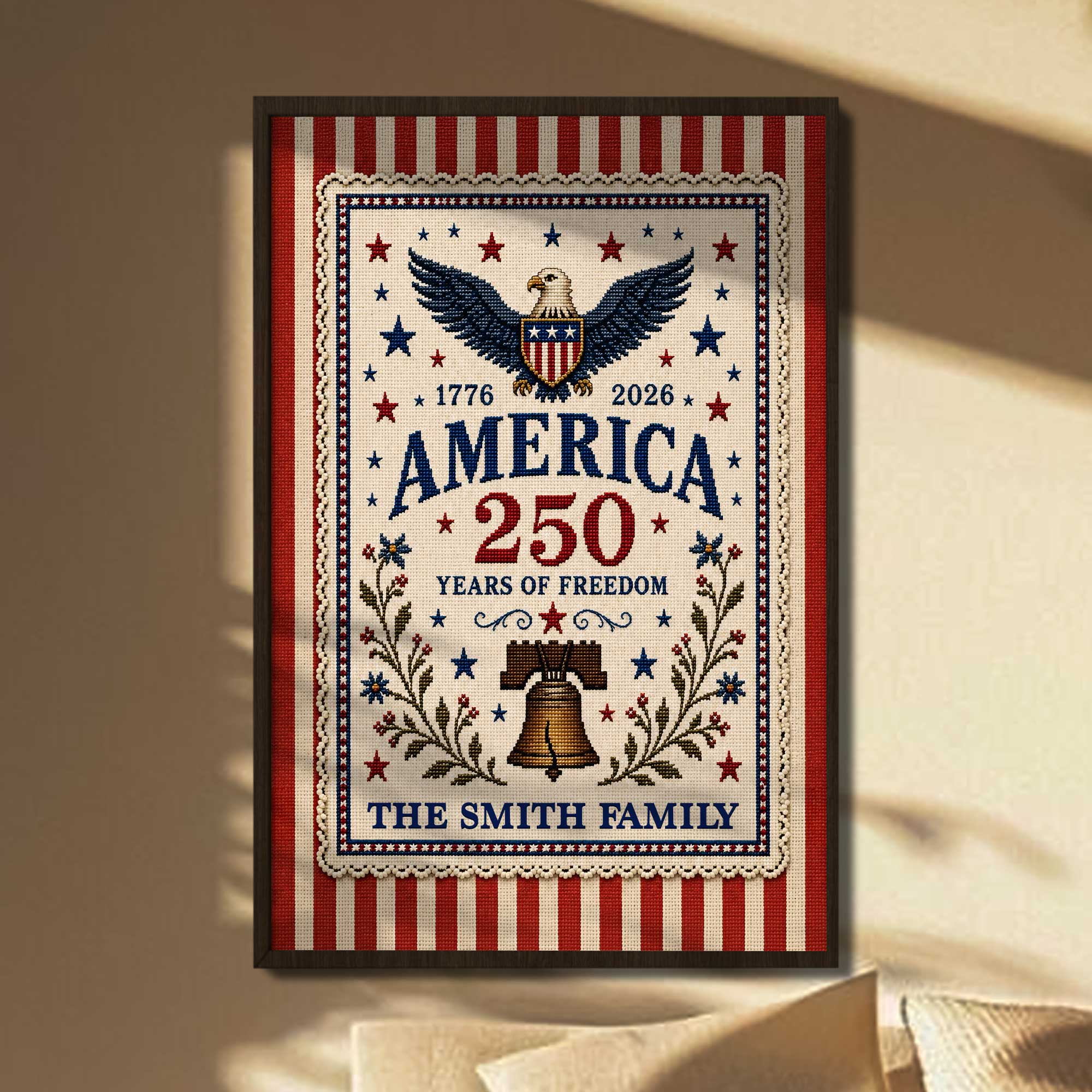 Personalized Vertical Poster America Freedom Family Custom Photo Gift Poster GradoCreations