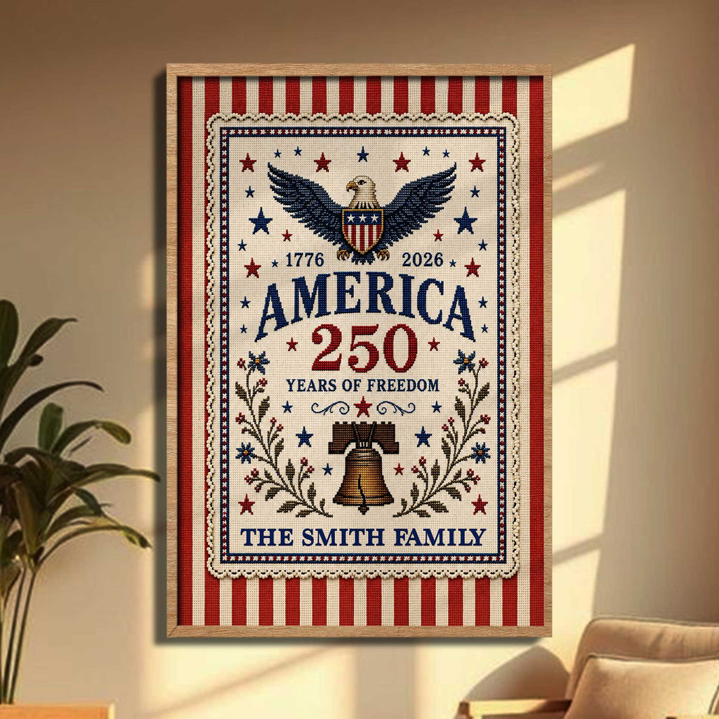 Personalized Vertical Poster America Freedom Family Custom Photo Gift Poster GradoCreations
