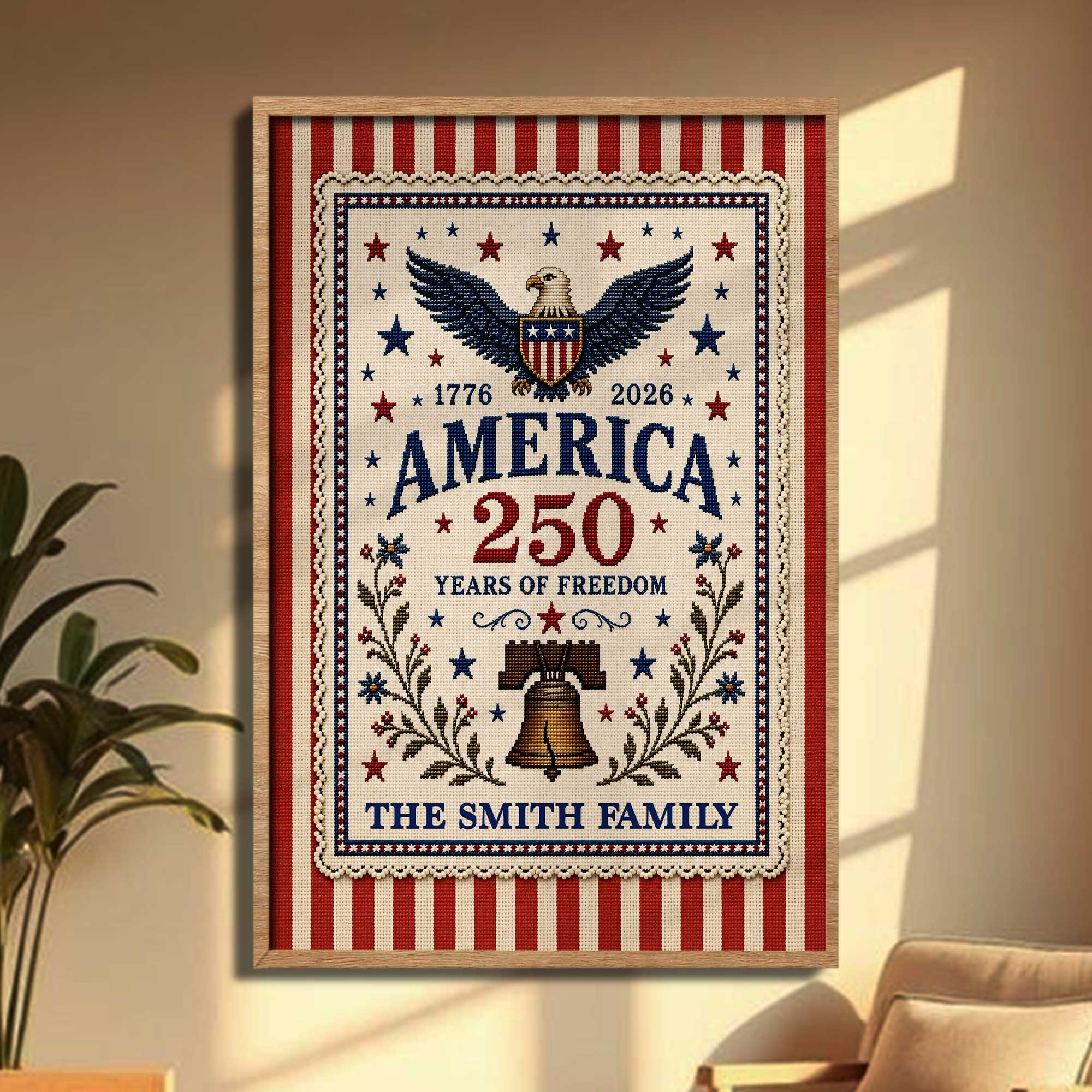Personalized Vertical Poster America Freedom Family Custom Photo Gift Poster GradoCreations