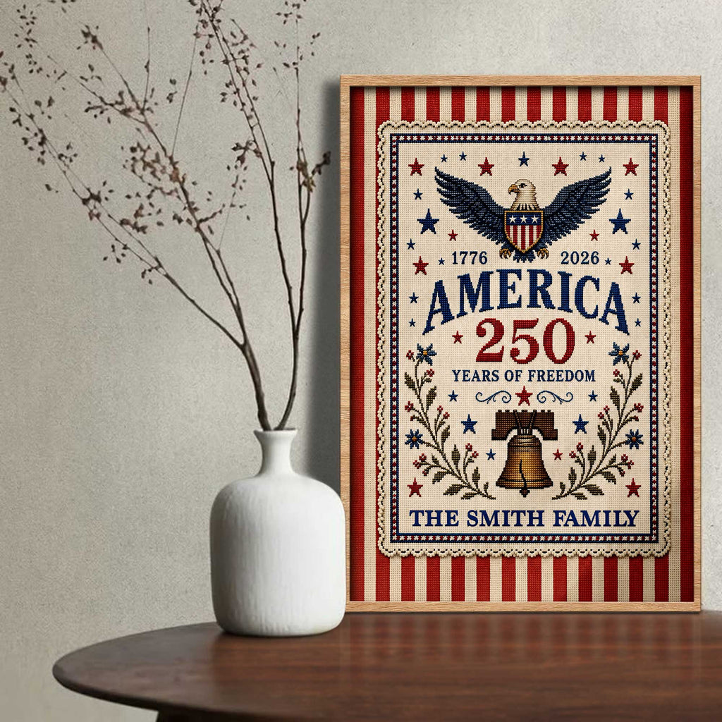 Personalized Vertical Poster America Freedom Family Custom Photo Gift Poster GradoCreations