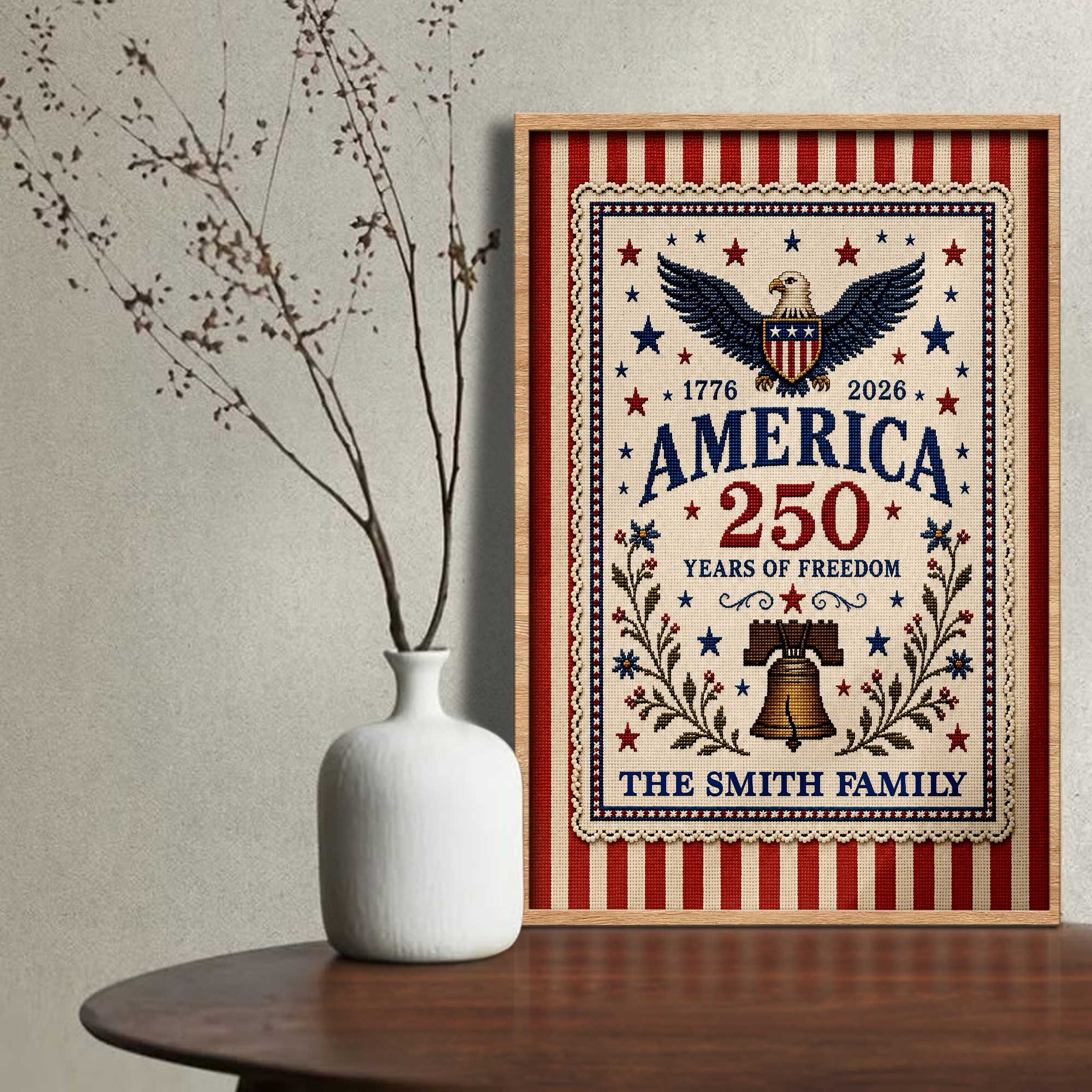 Personalized Vertical Poster America Freedom Family Custom Photo Gift Poster GradoCreations