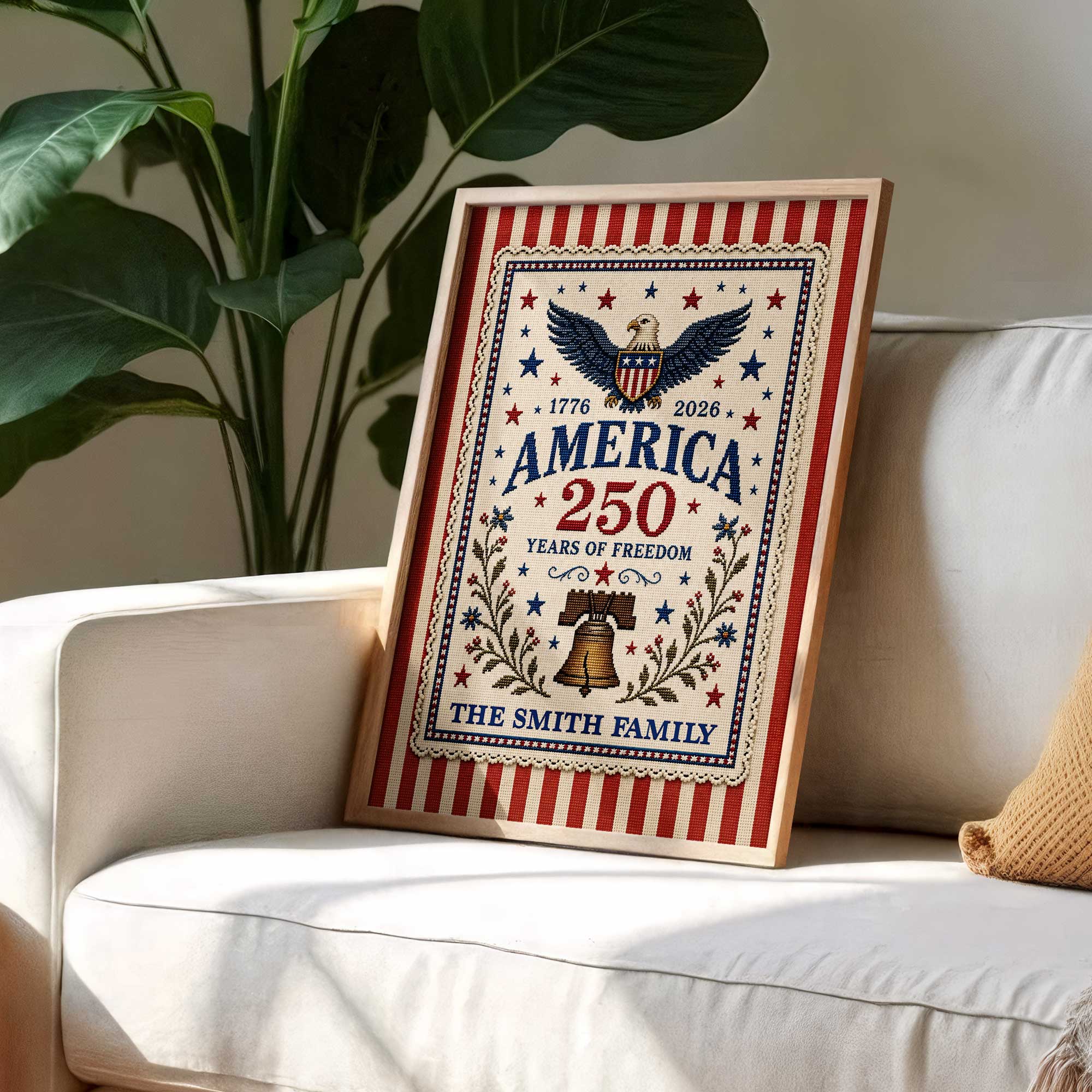 Personalized Vertical Poster America Freedom Family Custom Photo Gift Poster GradoCreations