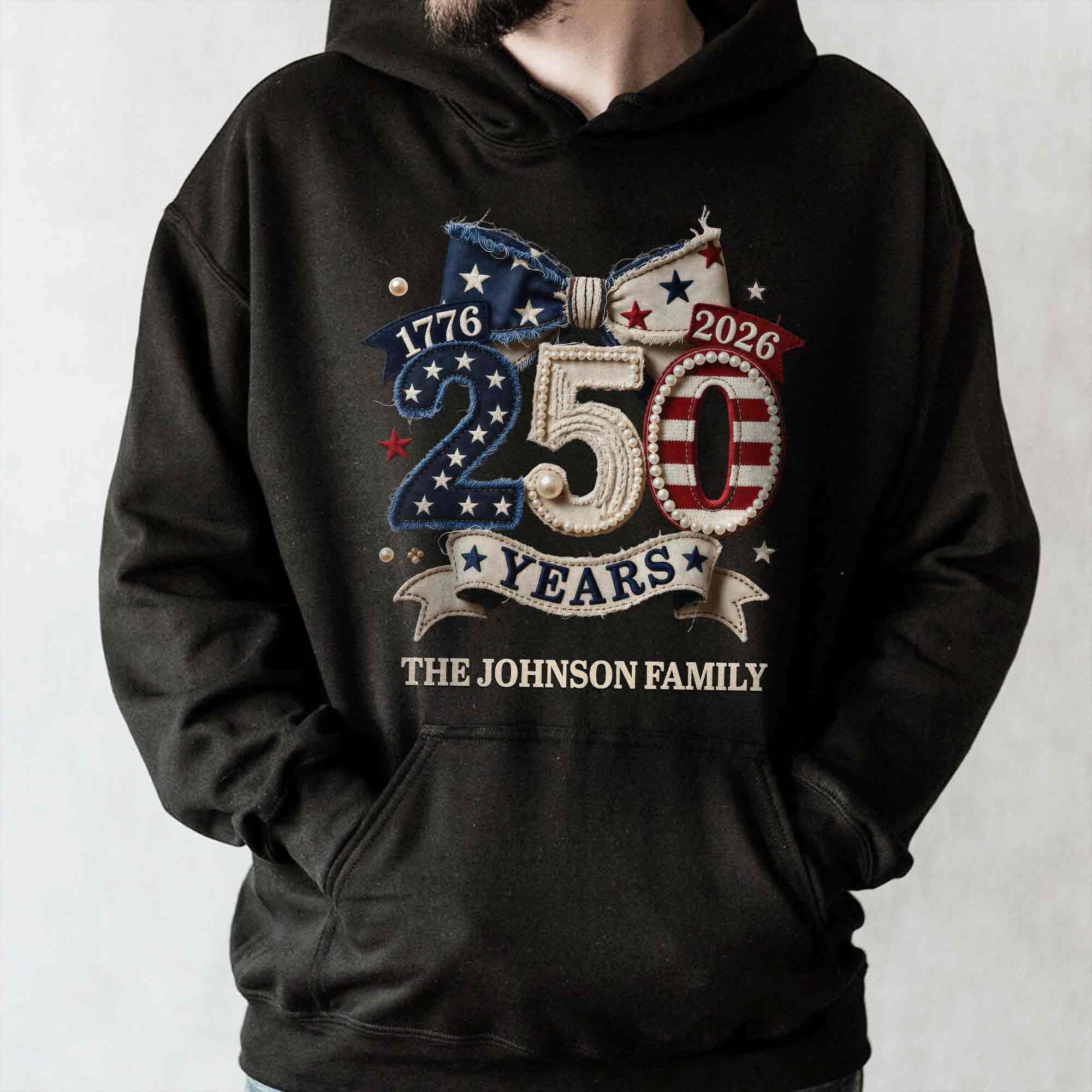 Personalized Family Name Stars Stripes T-Shirt Hoodie Gift Shirt GradoCreations