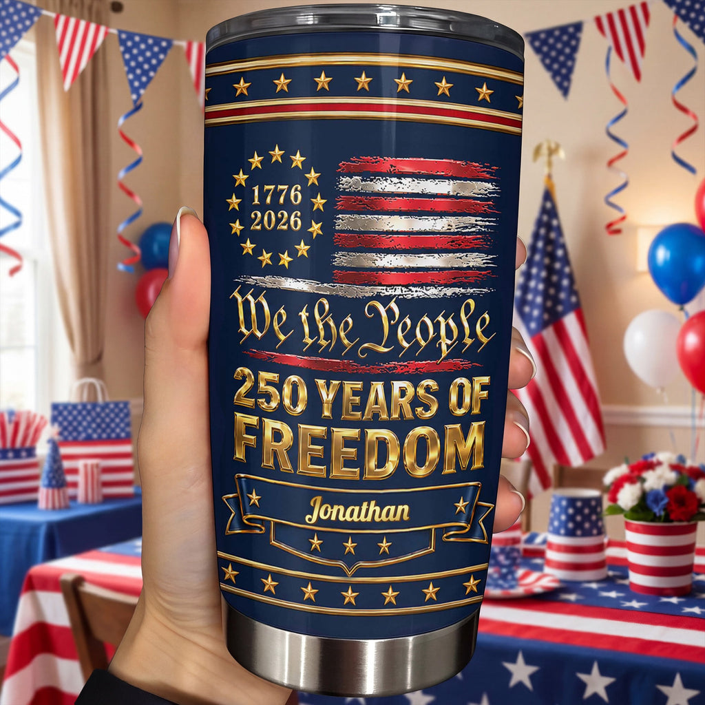 Personalized Stainless Steel Tumbler American Flag Gift for Dad Tumbler GradoCreations