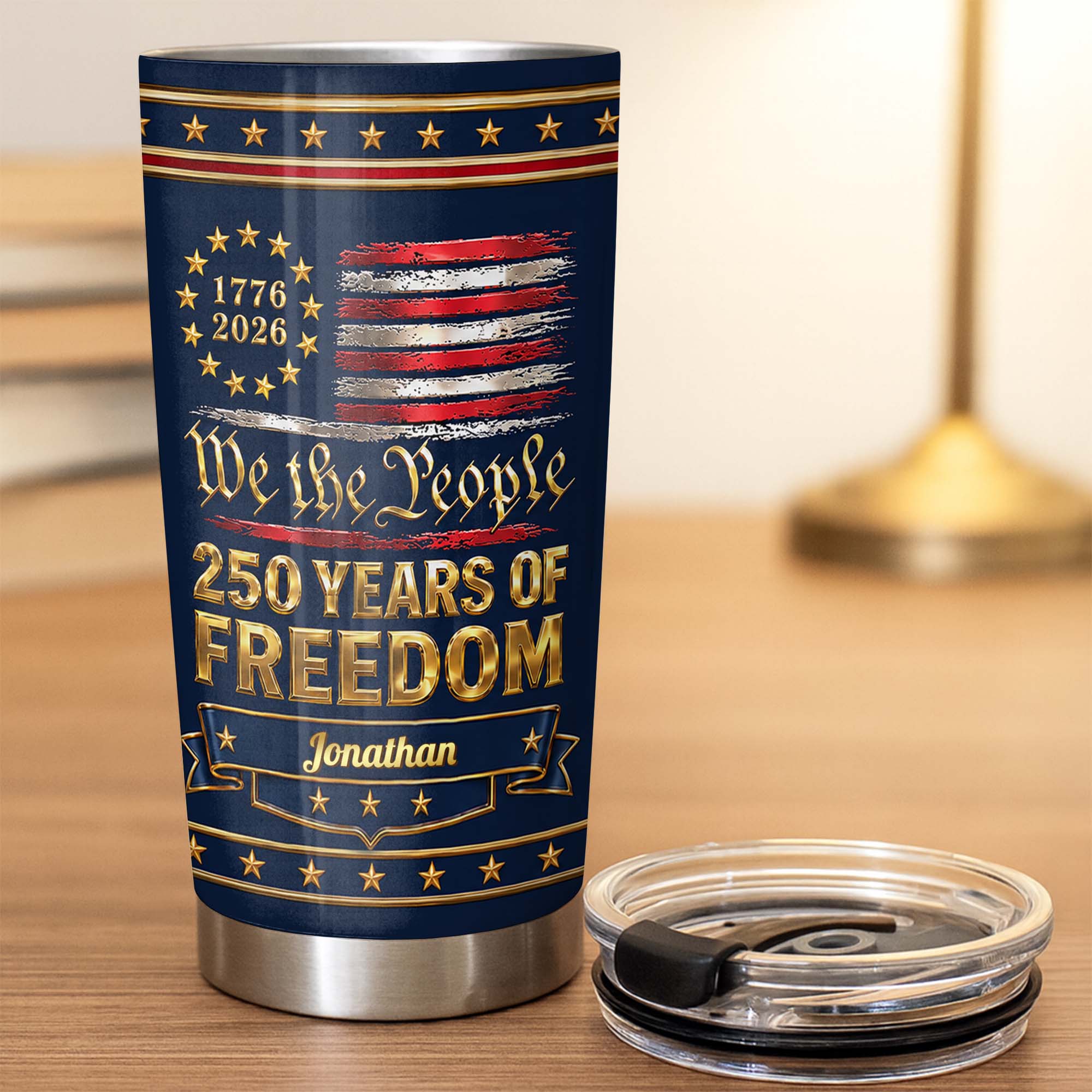Personalized Stainless Steel Tumbler American Flag Gift for Dad Tumbler GradoCreations