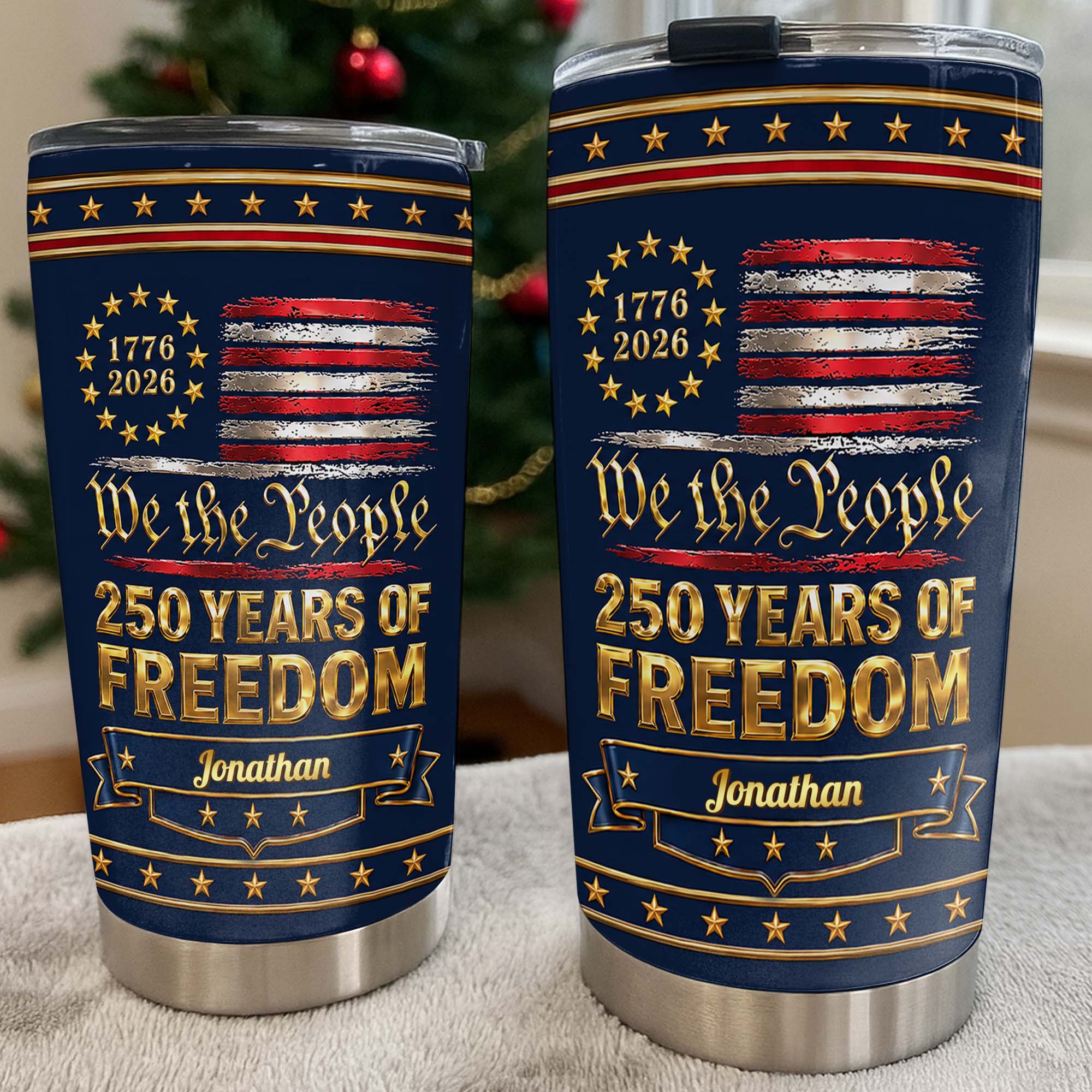Personalized Stainless Steel Tumbler American Flag Gift for Dad Tumbler GradoCreations