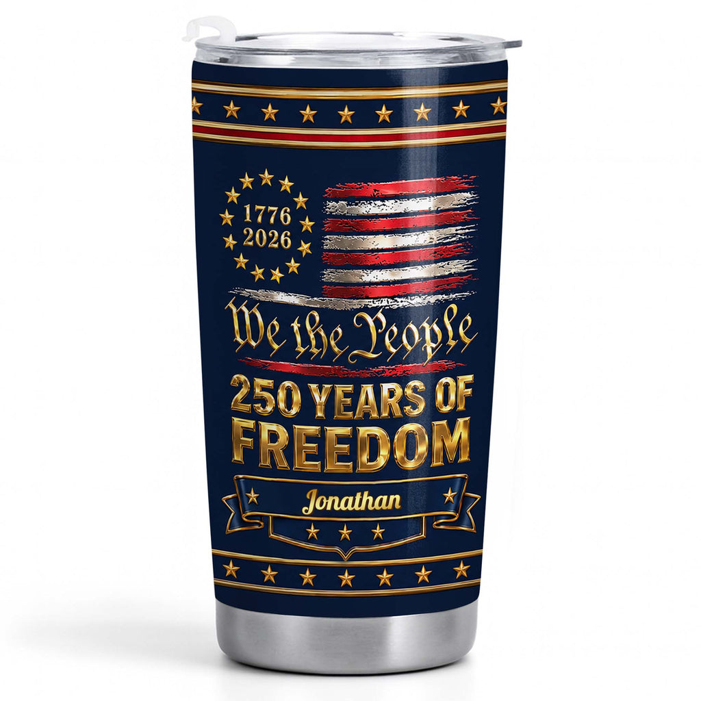 Personalized Stainless Steel Tumbler American Flag Gift for Dad Tumbler GradoCreations
