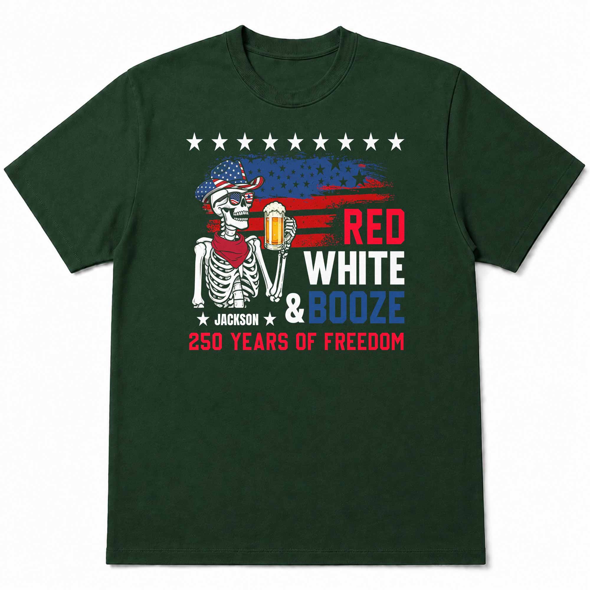 Personalized Red White Booze T-Shirt Hoodie Custom Gift for Dad 4th of July Shirt GradoCreations