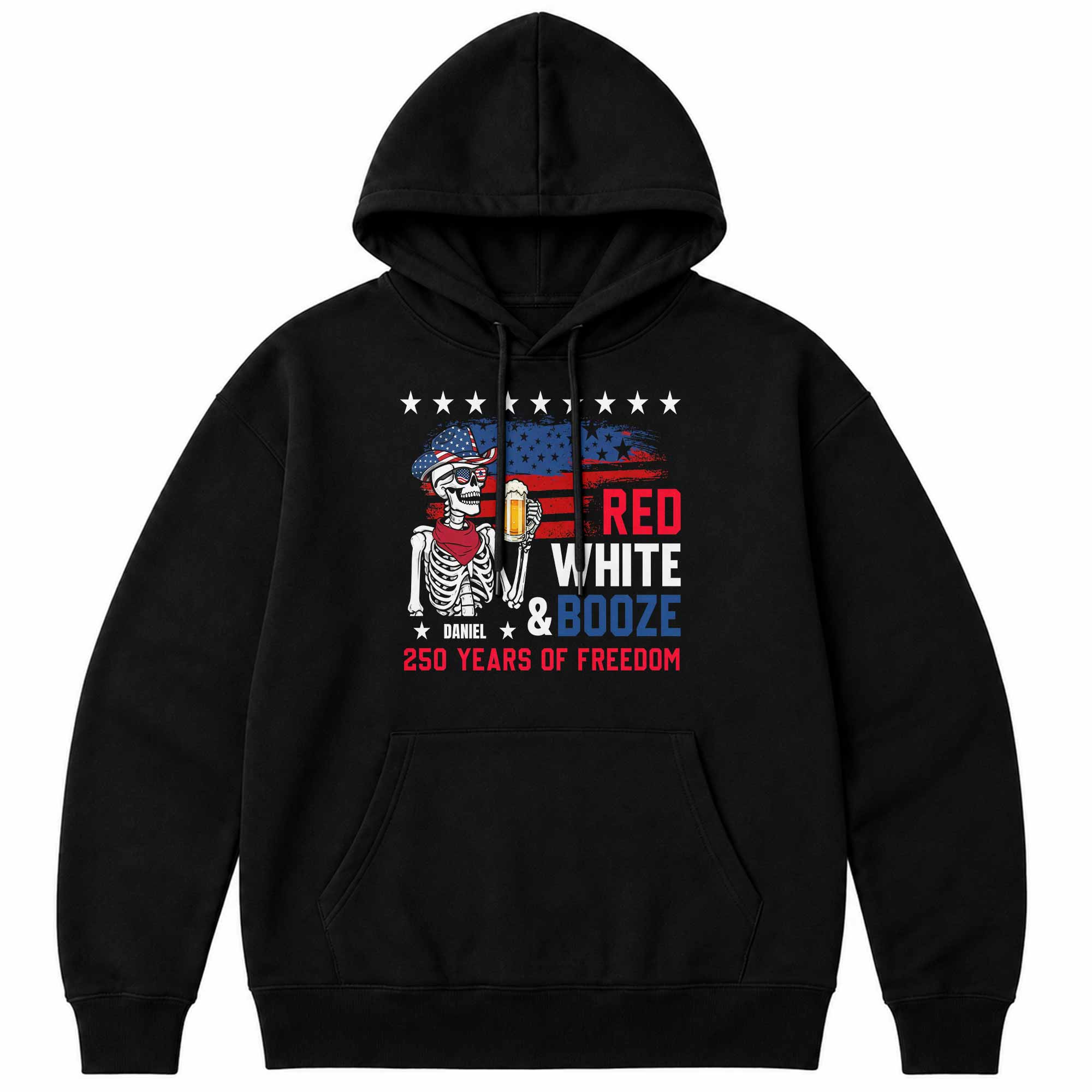 Personalized Red White Booze T-Shirt Hoodie Custom Gift for Dad 4th of July Shirt GradoCreations