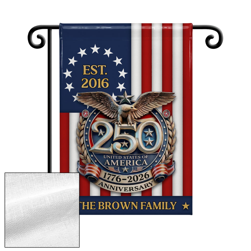 Personalized Double-Sided Garden Flag Custom Family Name Eagle & American Flag 4th of July Gift Garden Flag GradoCreations