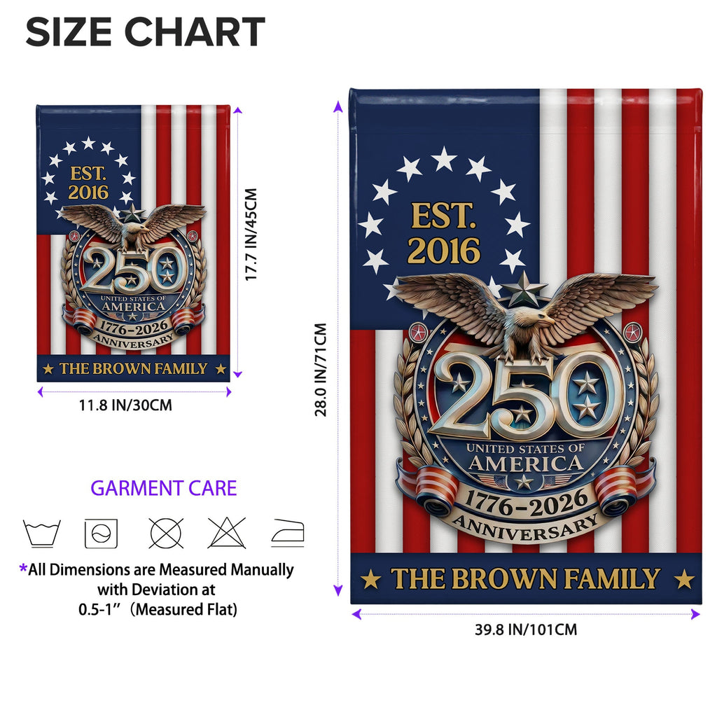Personalized Double-Sided Garden Flag Custom Family Name Eagle & American Flag 4th of July Gift Garden Flag GradoCreations