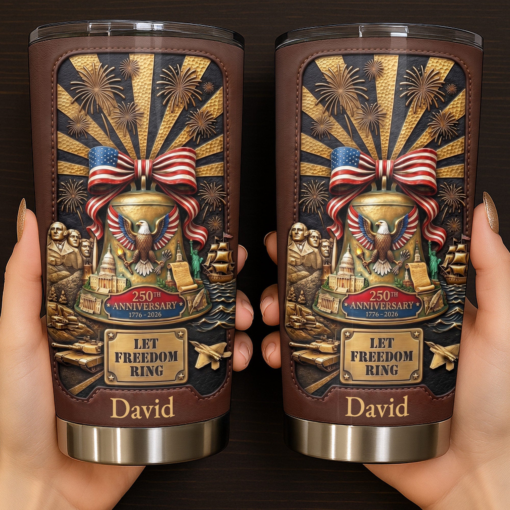 Personalized 20oz Stainless Steel Tumbler USA Theme Gift for Dad