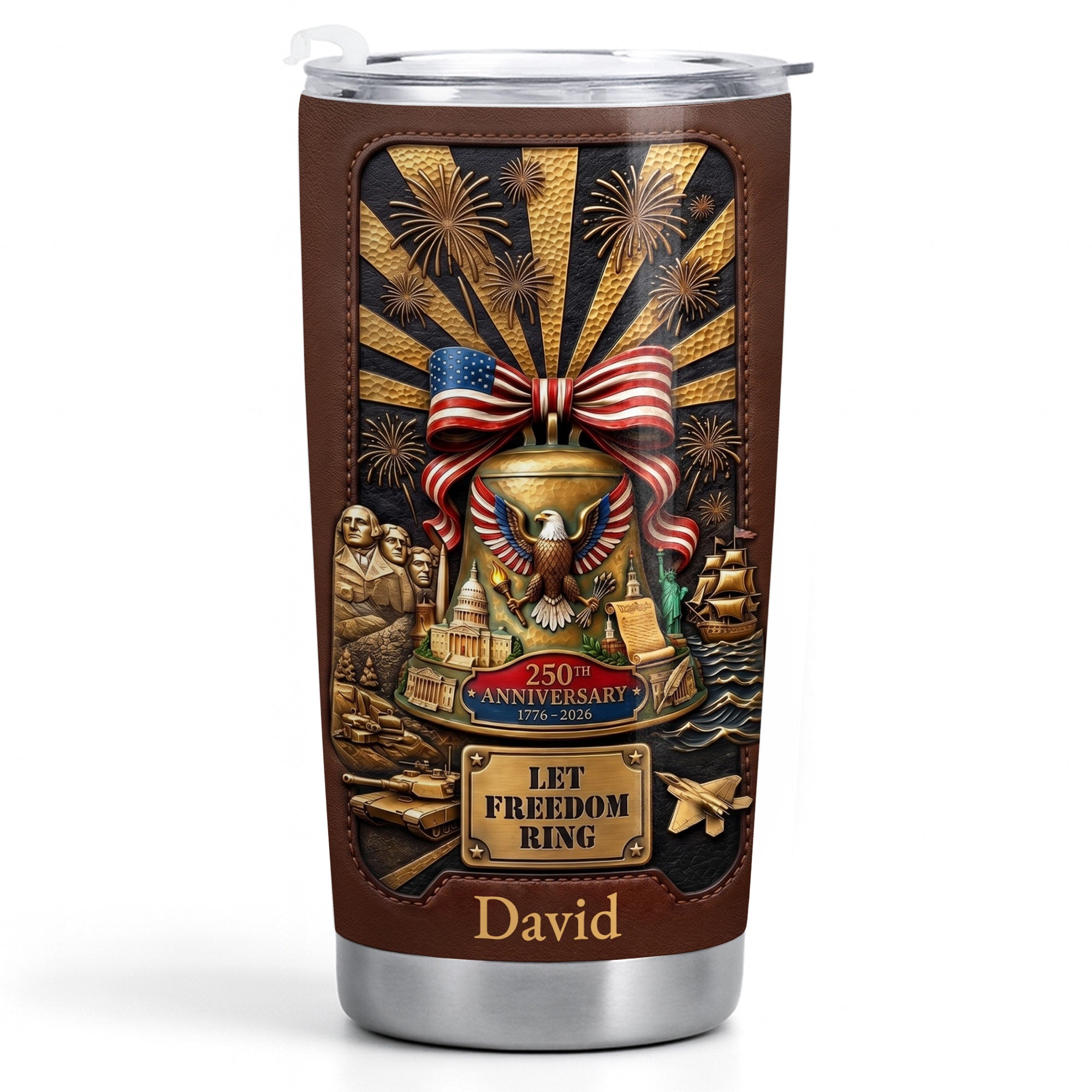 Personalized 20oz Stainless Steel Tumbler USA Theme Gift for Dad 20oz Tumbler GradoCreations